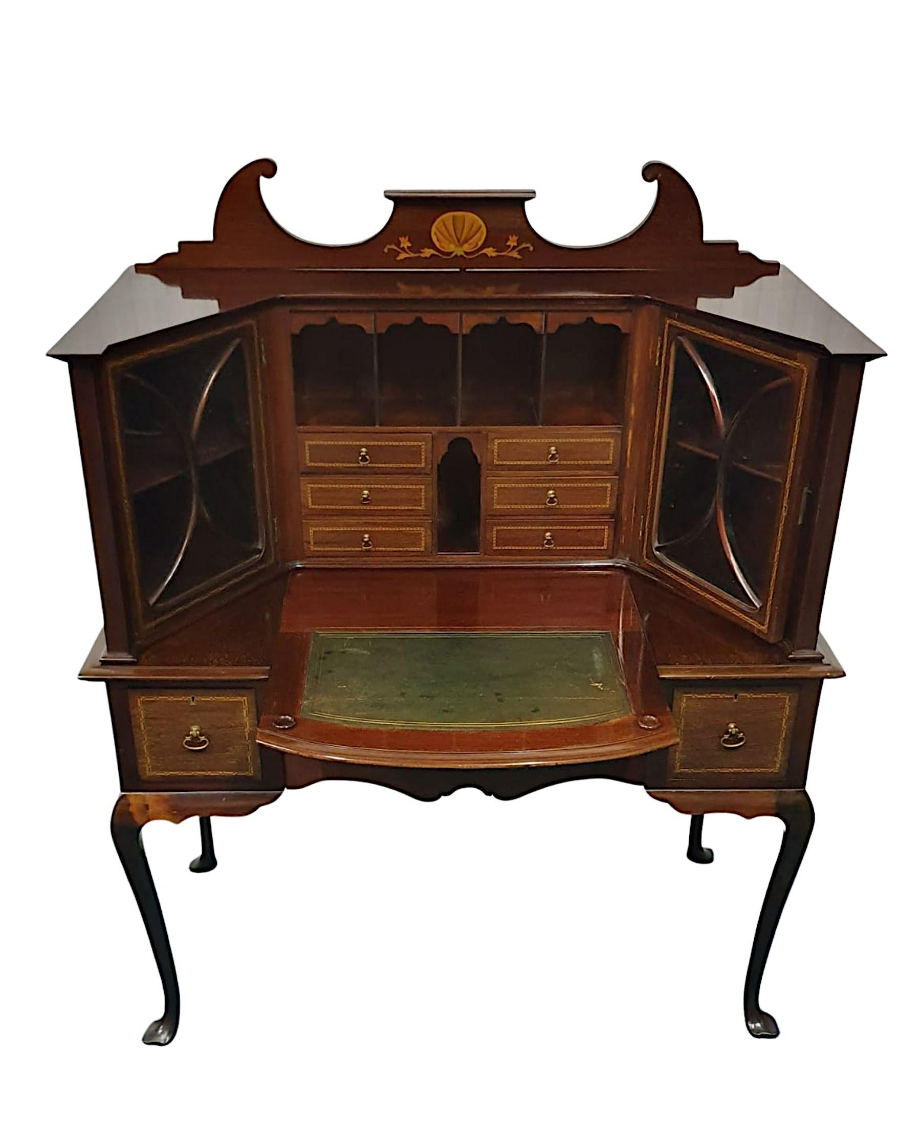 English Very Fine Edwardian Mahogany Ladies Desk or Vanity Cabinet For Sale