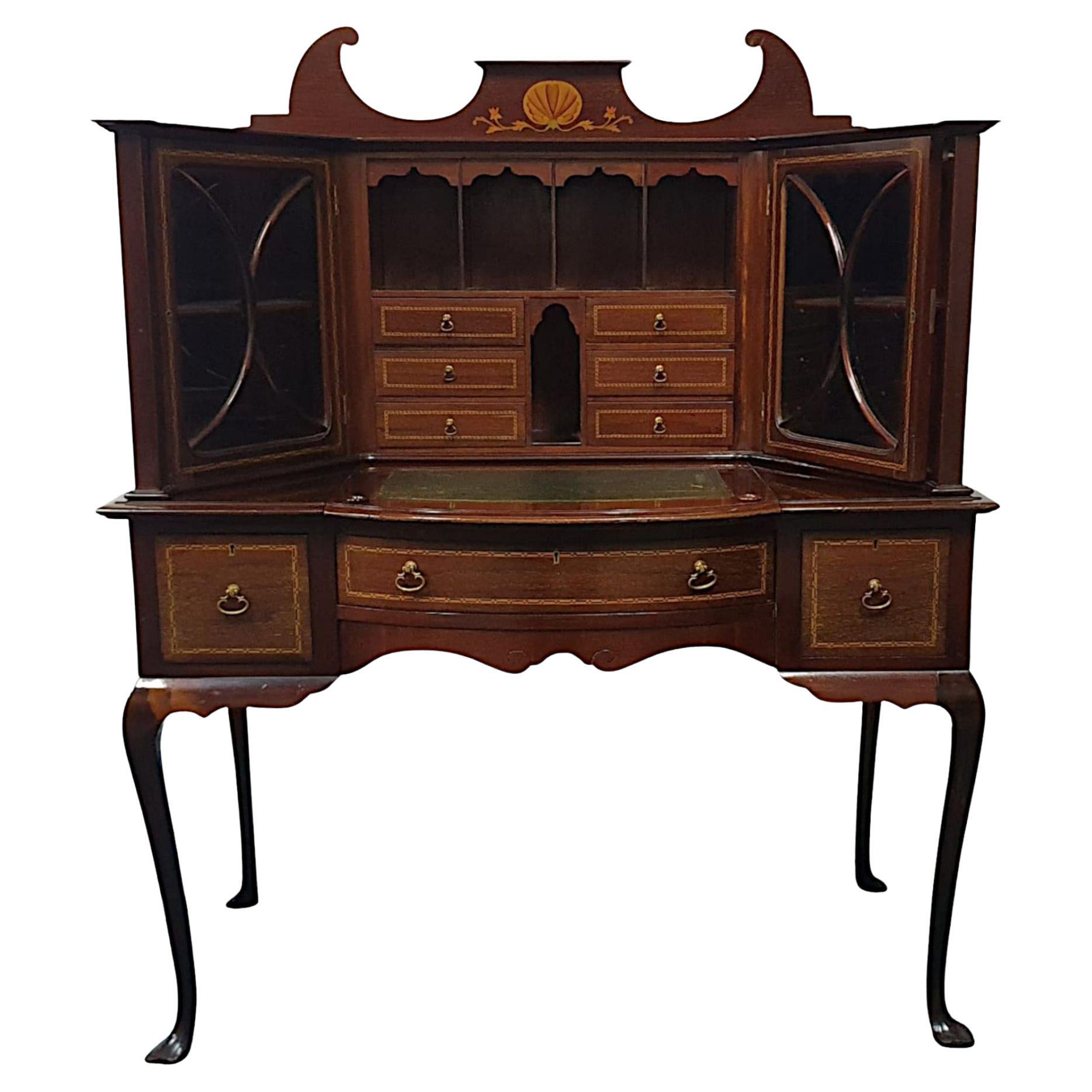 Very Fine Edwardian Mahogany Ladies Desk or Vanity Cabinet For Sale