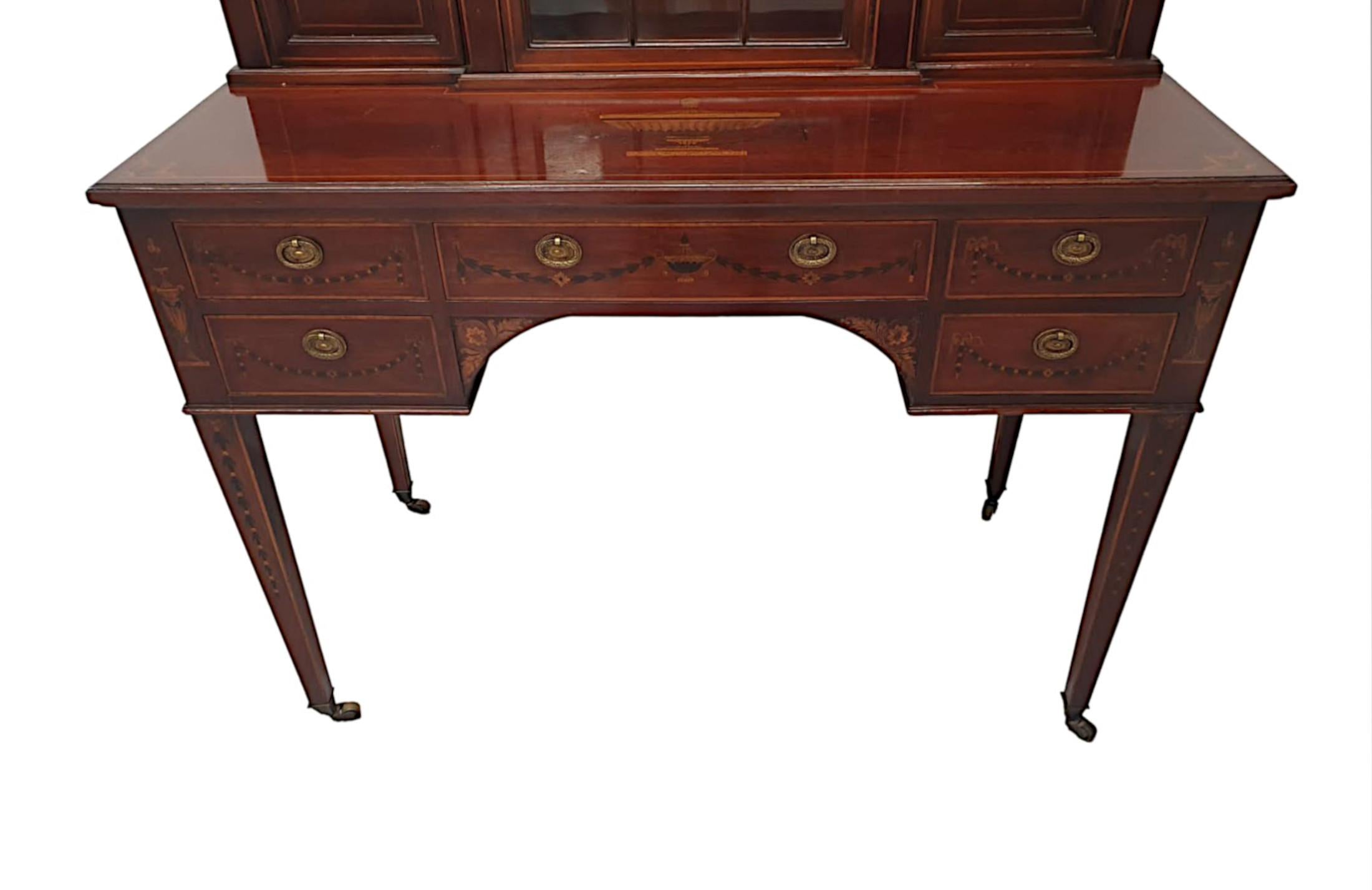 Very Fine Edwardian Marquetry Inlaid Table or Cabinet by Shoolbred of London For Sale 5