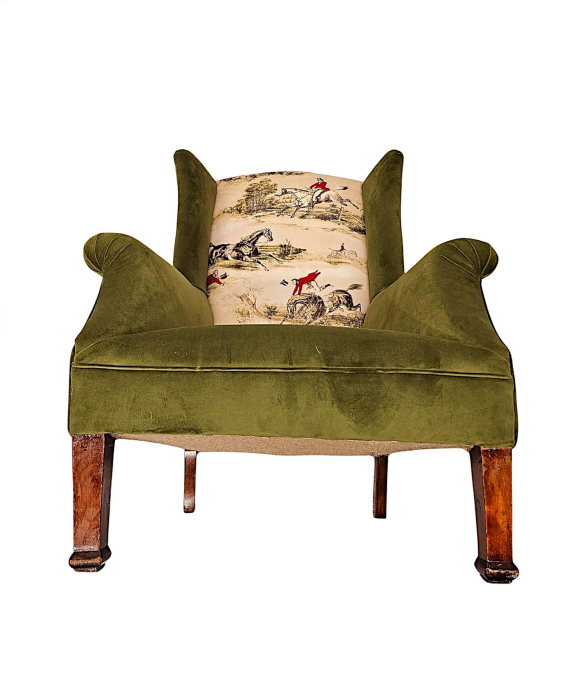 Sillón eduardiano muy fino con respaldo de ala Tela en venta