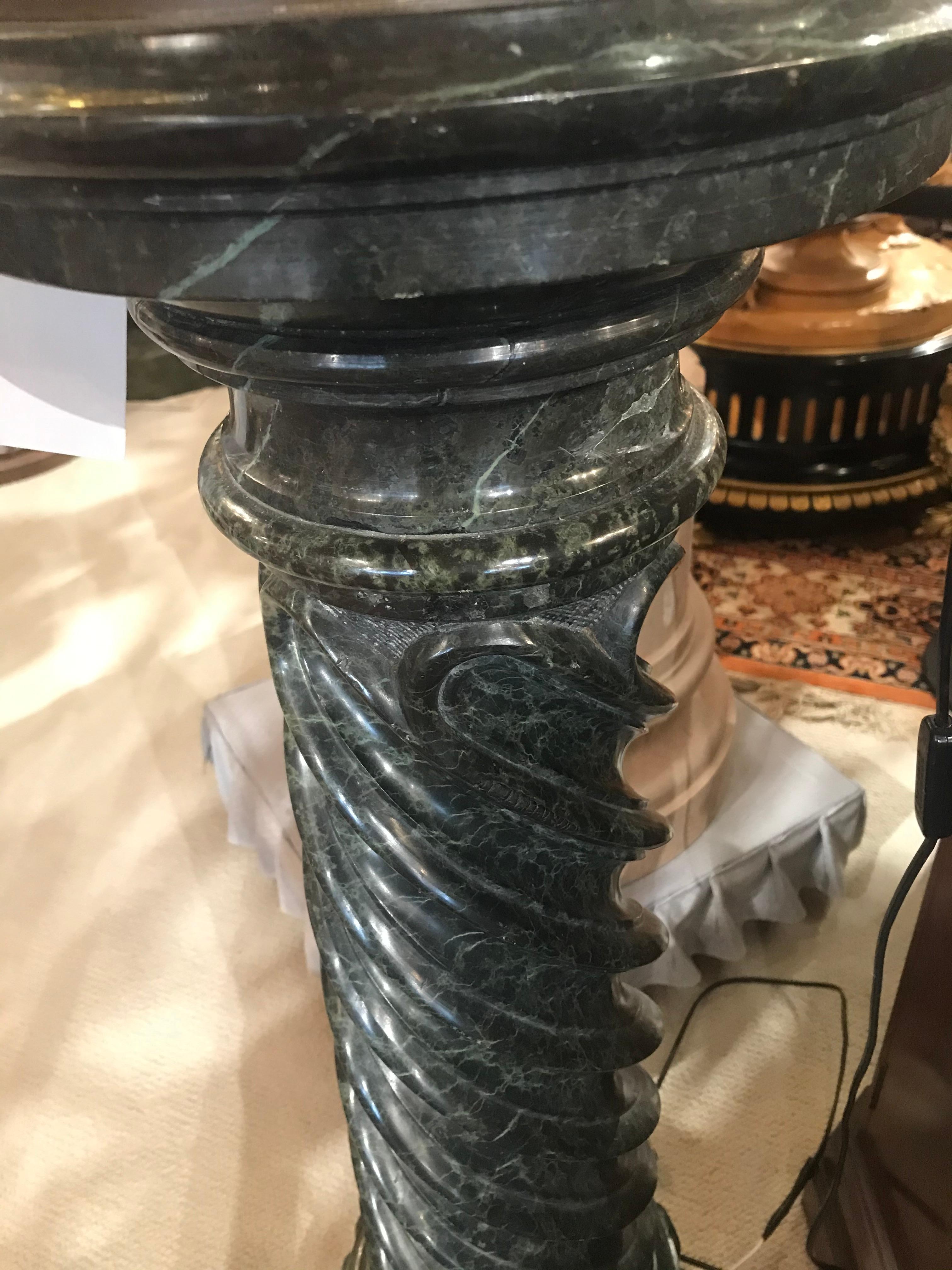 French Very Fine and Elegant Green Marble Column Motif Pedestal