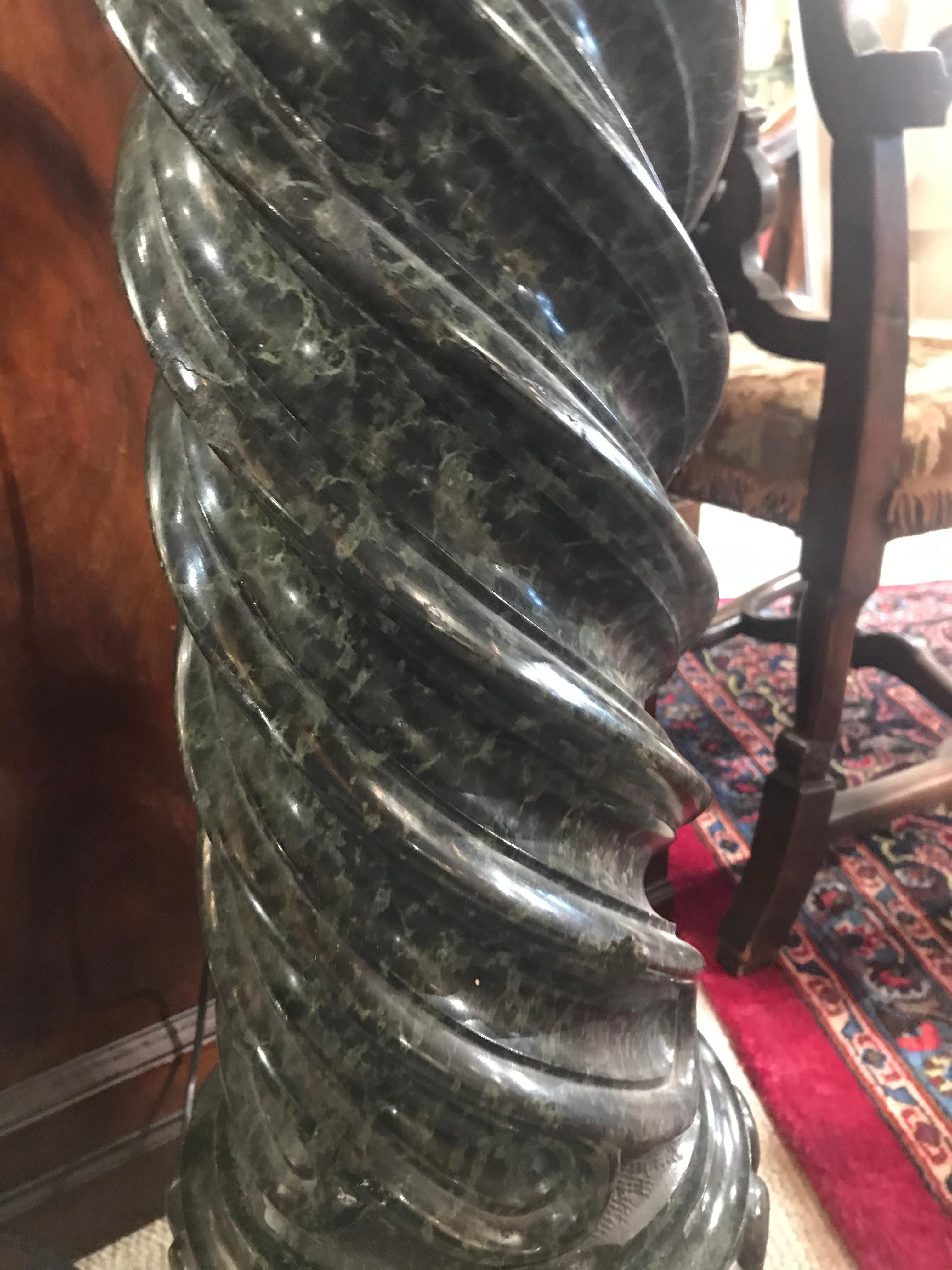 Late 19th Century Very Fine and Elegant Green Marble Column Motif Pedestal