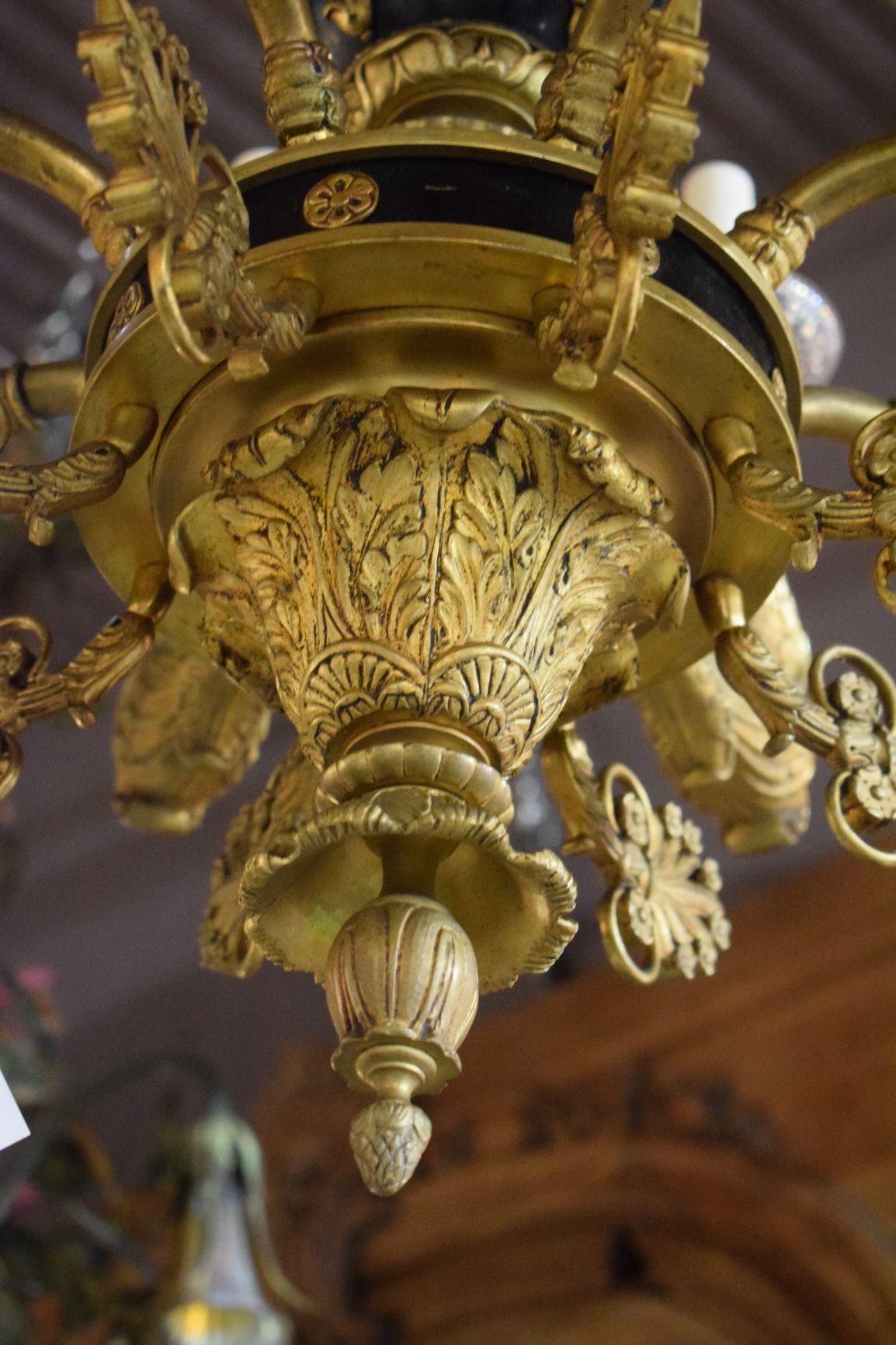 Gilt Very Fine Empire Style Chandelier For Sale