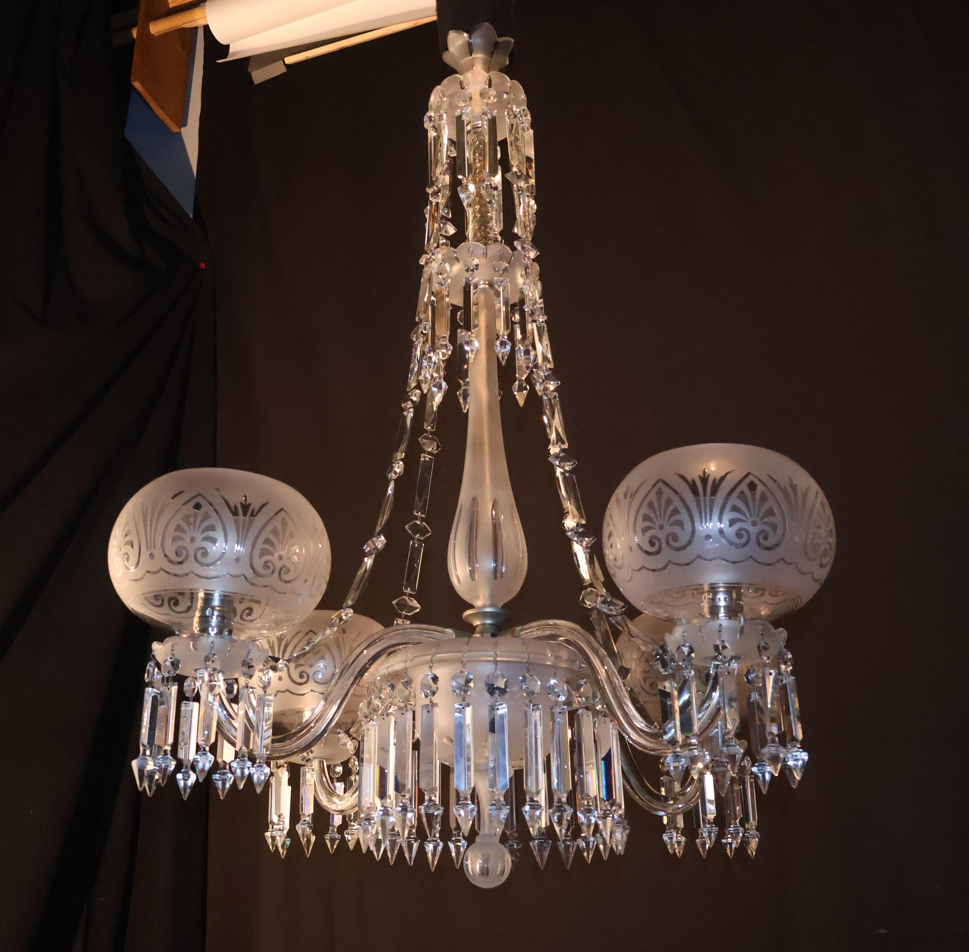 A Very Fine English Crystal Gasolier For Sale 3