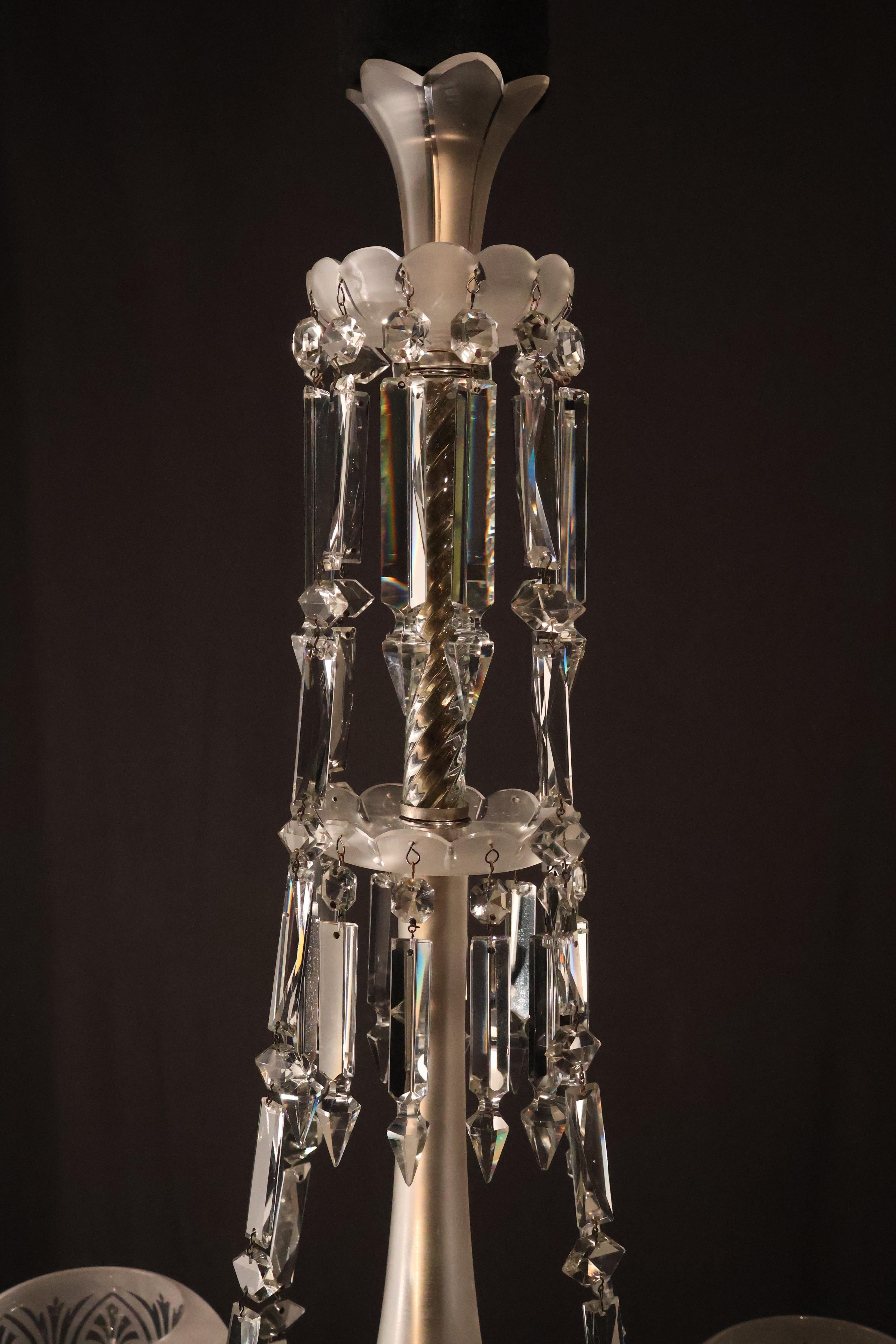 A Very Fine English Crystal Gasolier For Sale 5