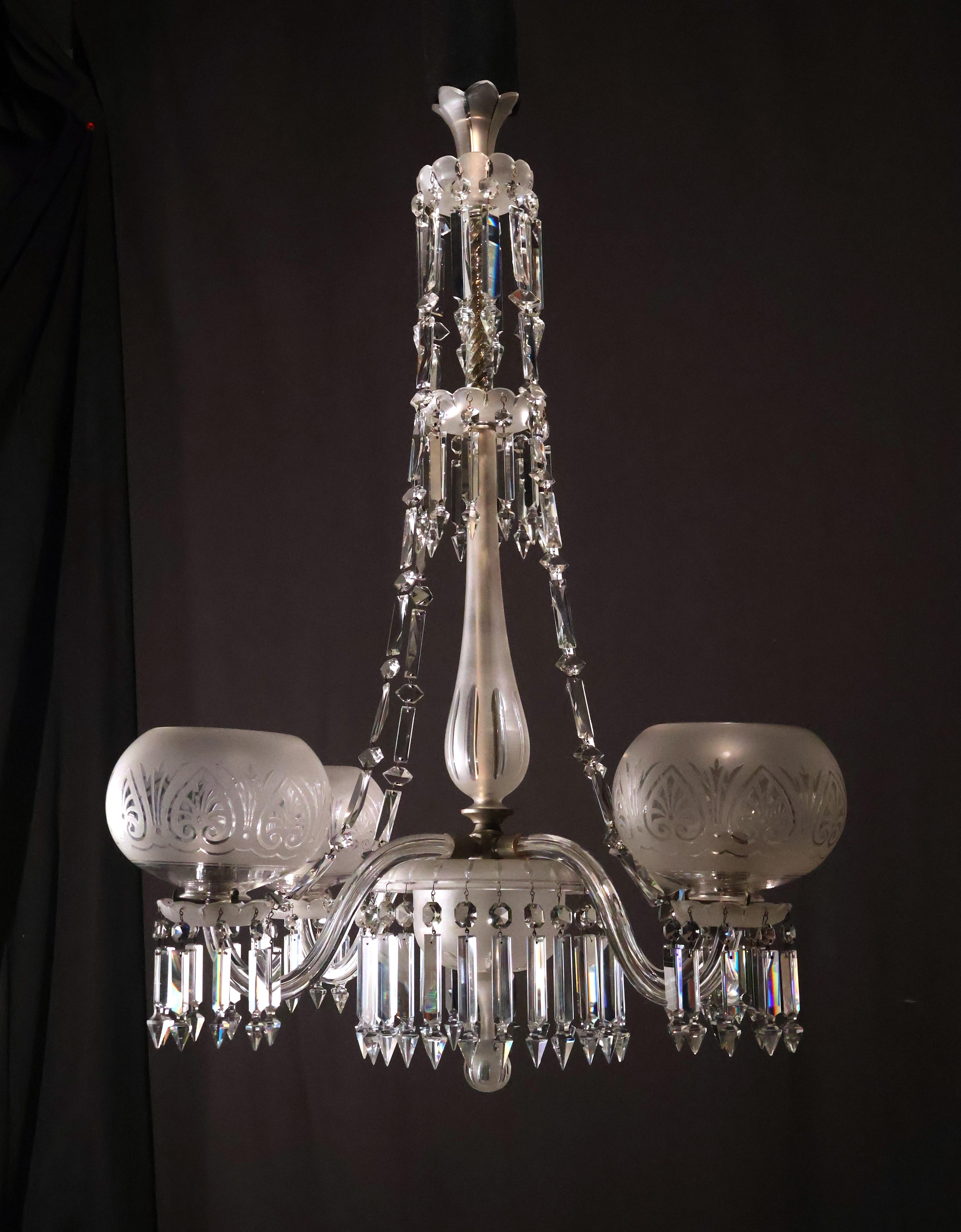 A Very Fine English Crystal Gasolier For Sale 9