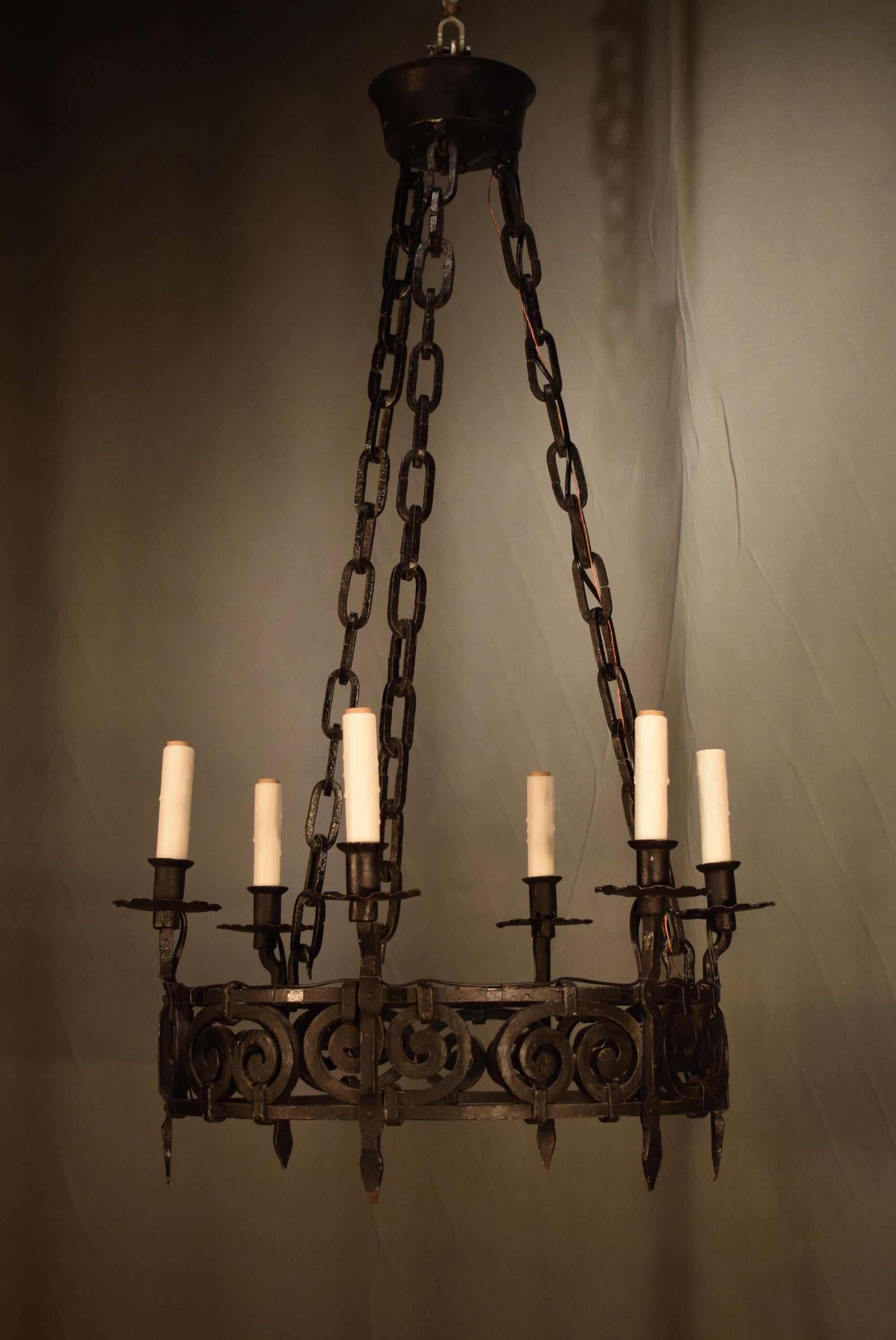 Very Fine French Provincial Iron Chandelier. France, circa 1900 In Good Condition For Sale In Atlanta, GA