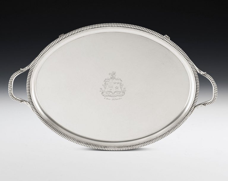 English Very Fine George III Drinks/Tea Tray Made in London in 1801 by Crouch & Hannam For Sale
