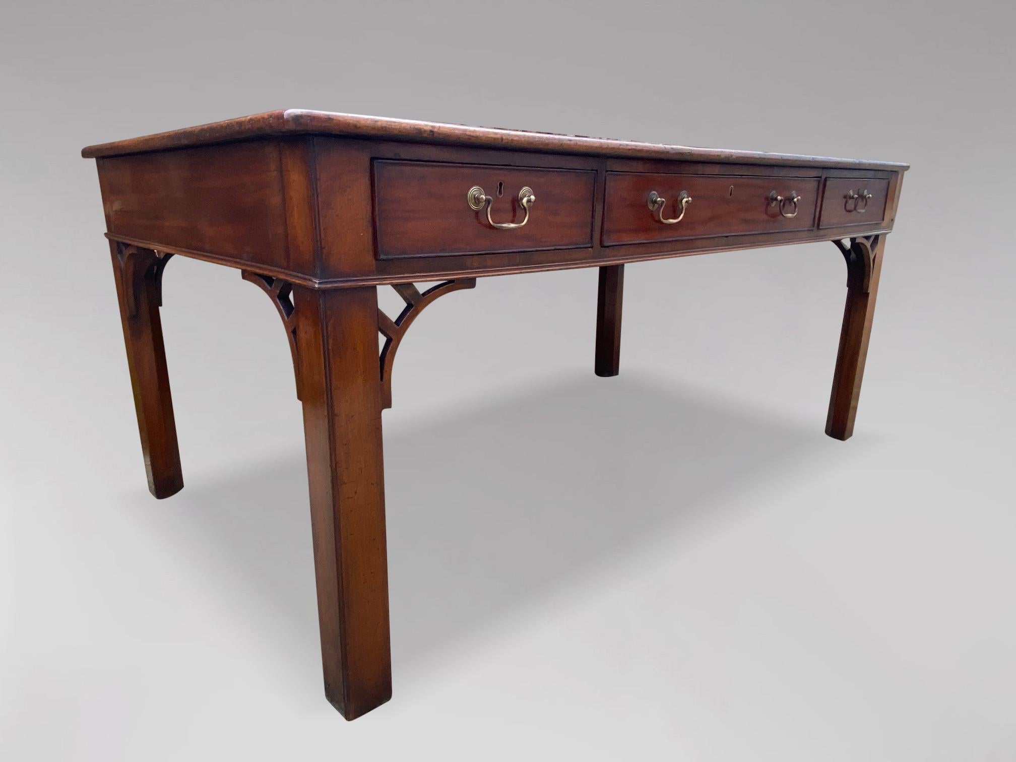 Polished Very Fine George III Period Mahogany Partners Library Writing Table