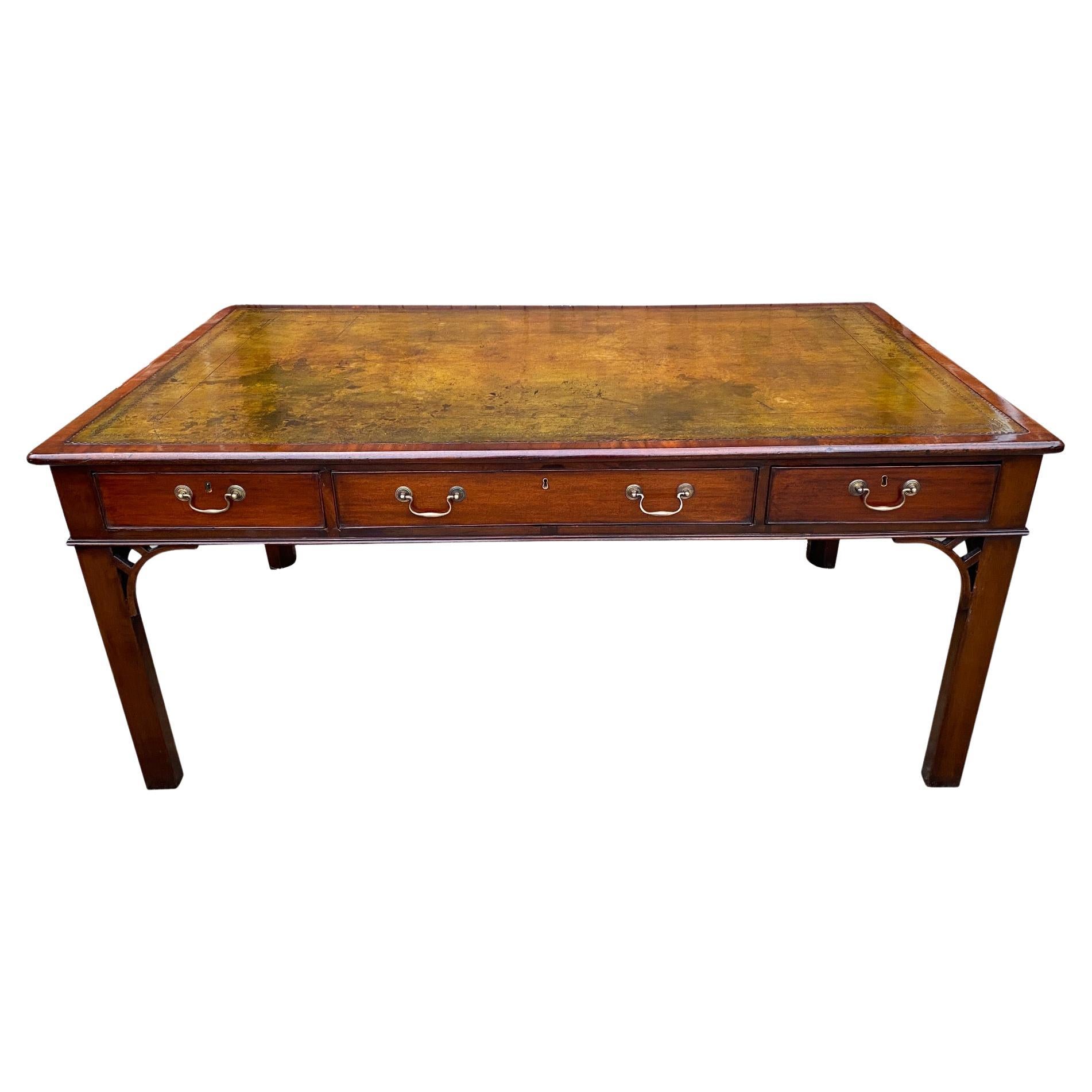 Very Fine George III Period Mahogany Partners Library Writing Table