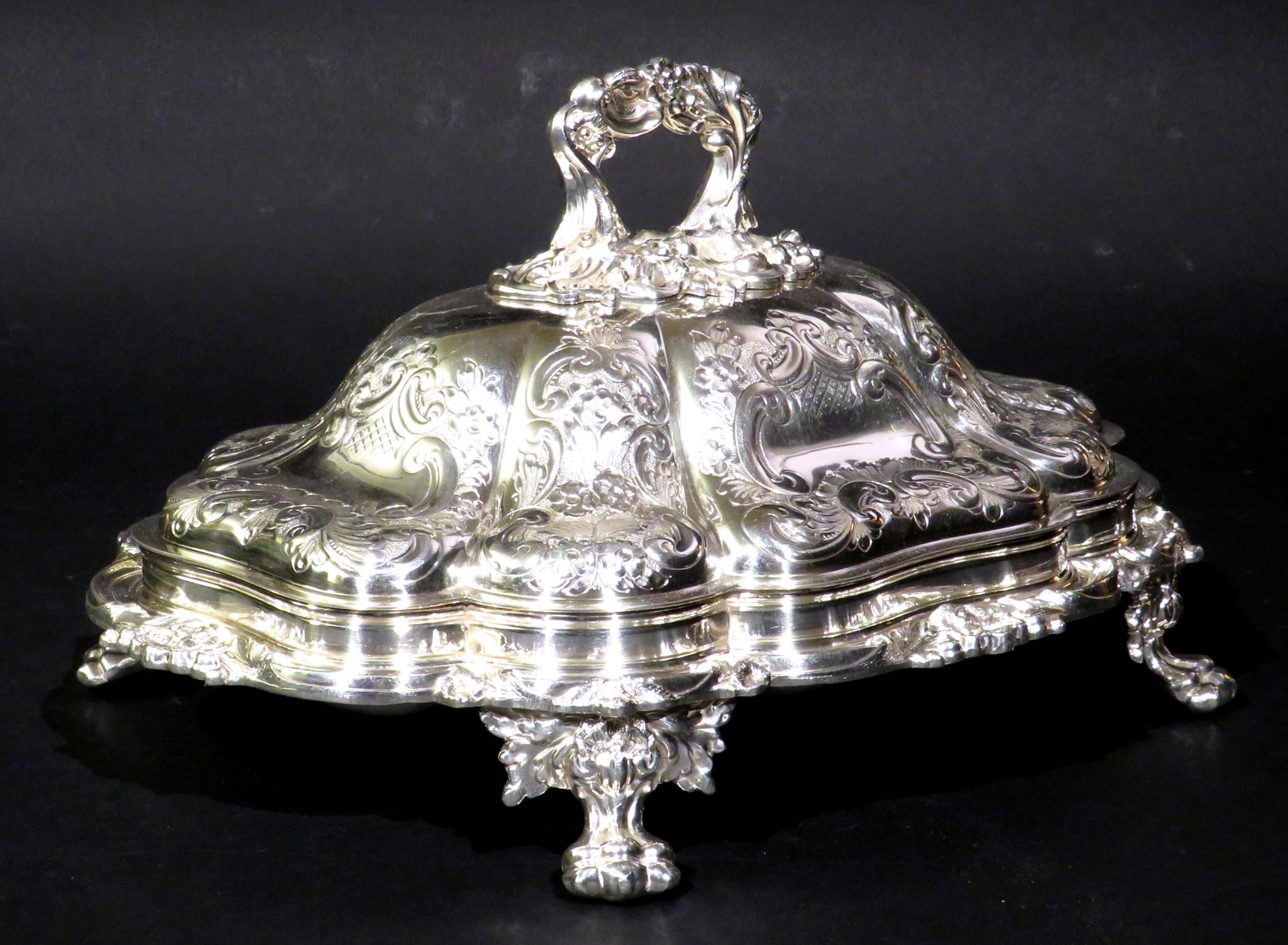 silver plated serving dishes with lids