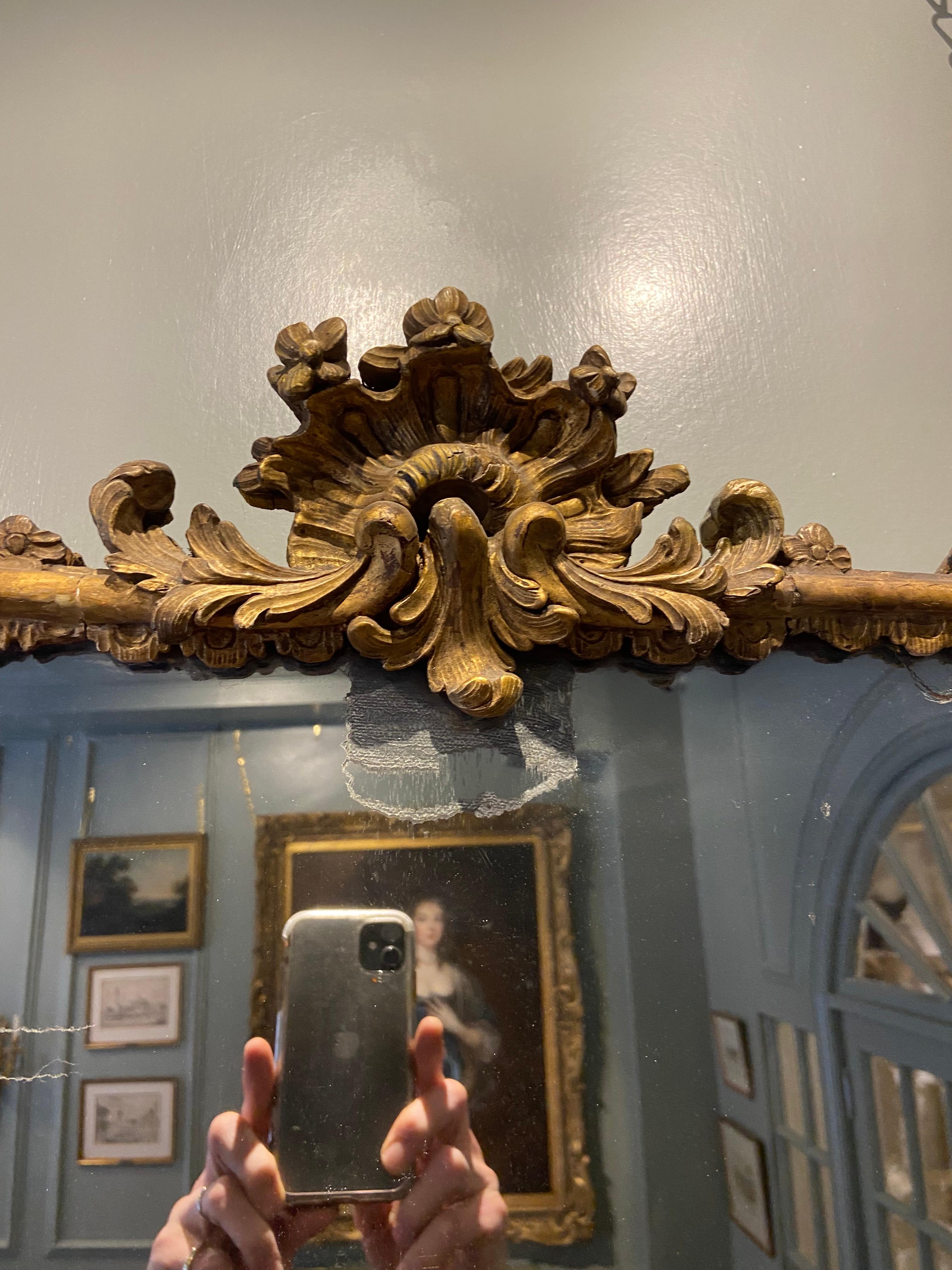 A Very Fine German Giltwood Wall Mirror 'Mid 18th Century' In Good Condition For Sale In London, GB