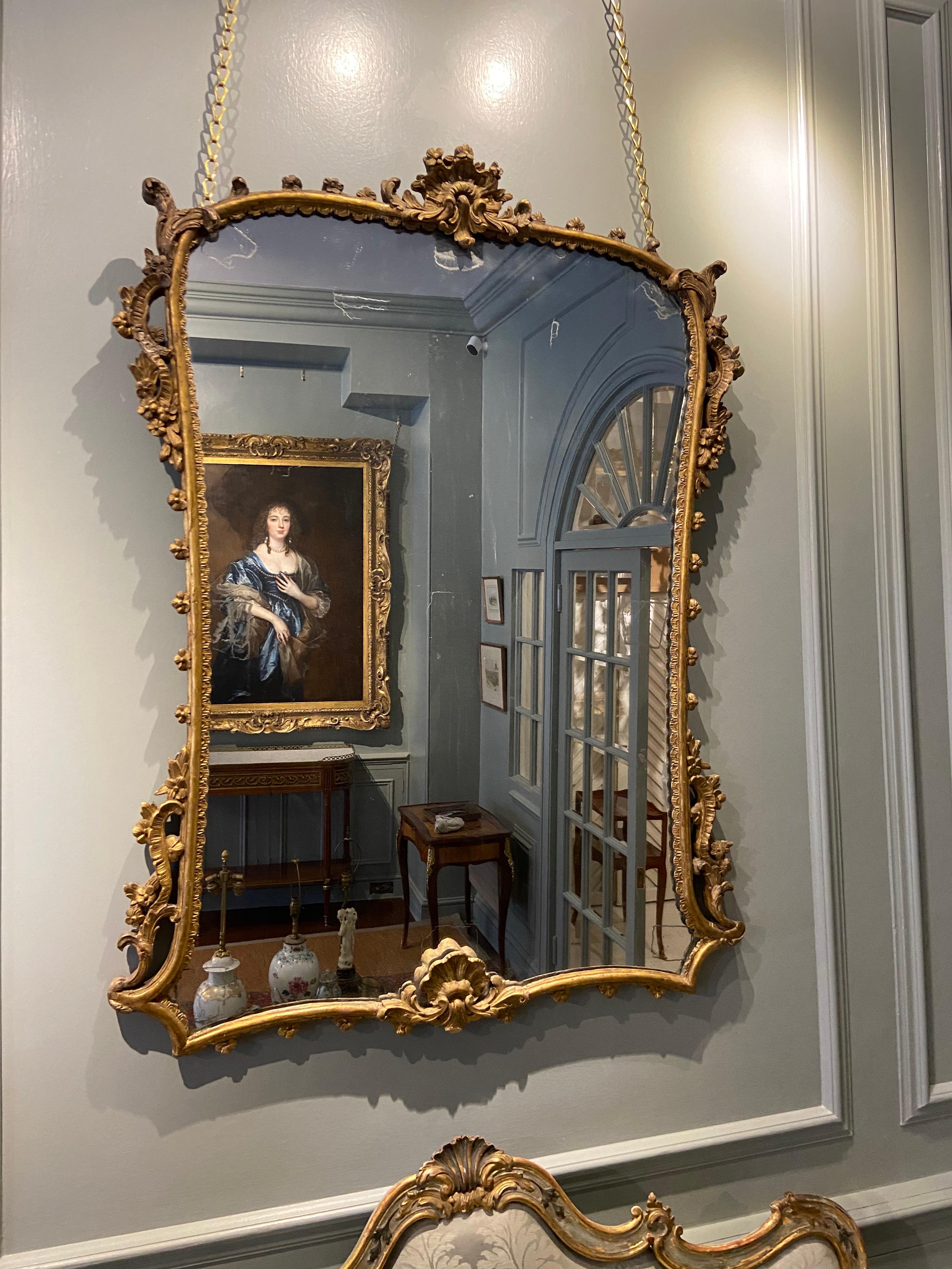 A Very Fine German Giltwood Wall Mirror 'Mid 18th Century' For Sale 1