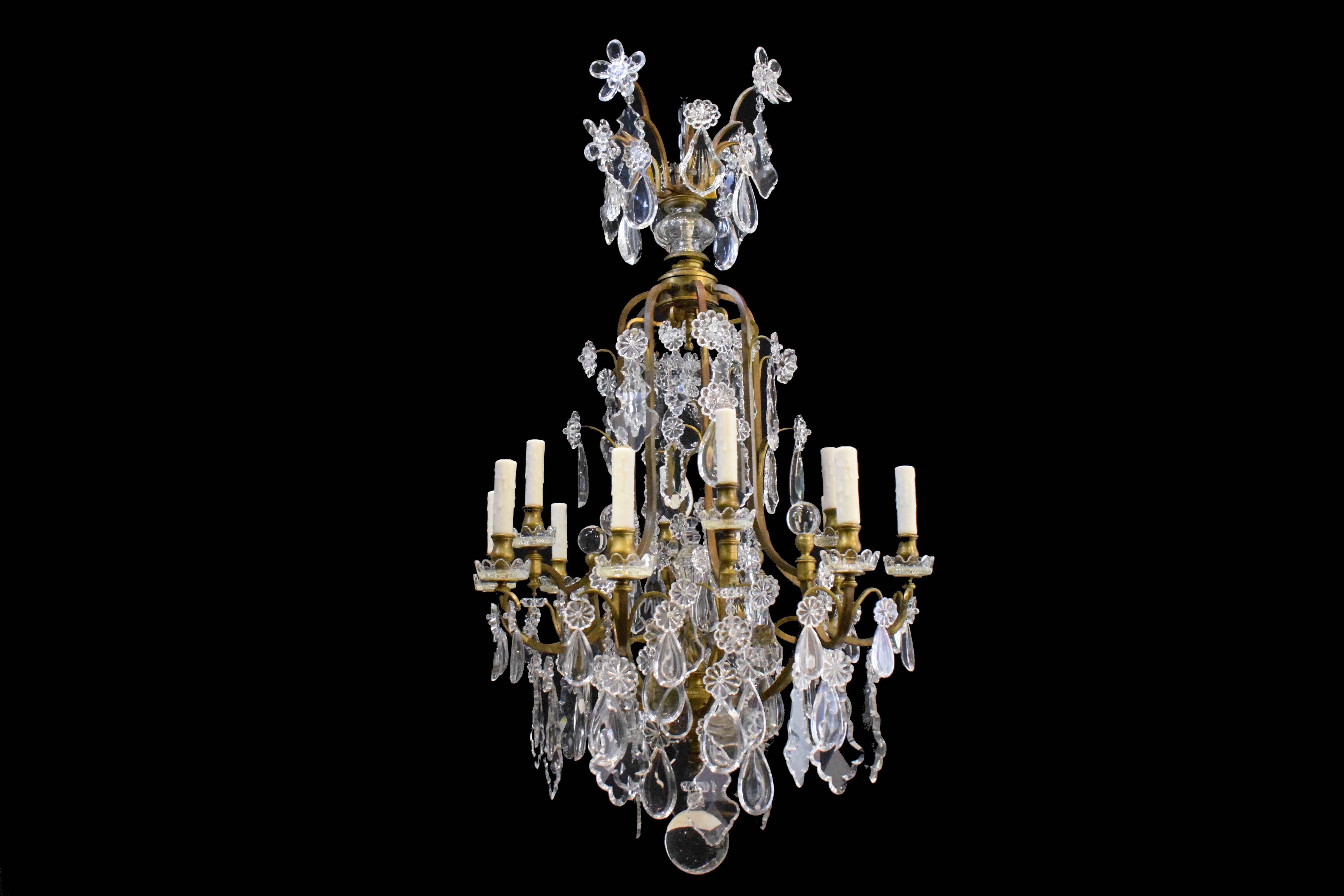A very fine gilt bronze and crystal chandelier Louis XV style 
