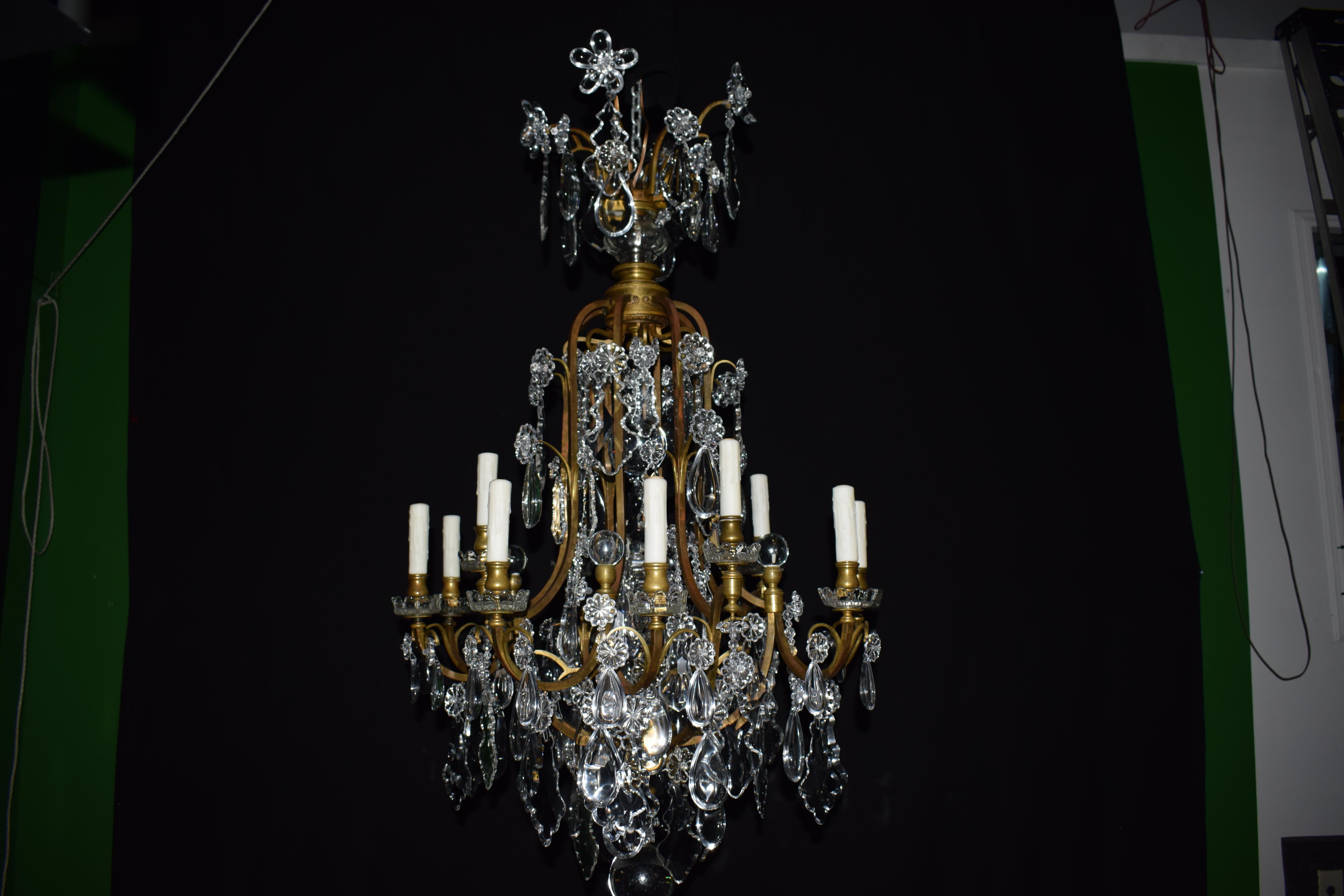 Very Fine Gilt Bronze and Crystal Chandelier Louis XV Style 