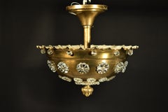 Very Fine Gilt Bronze and Crystal Plafonnier by Jensen