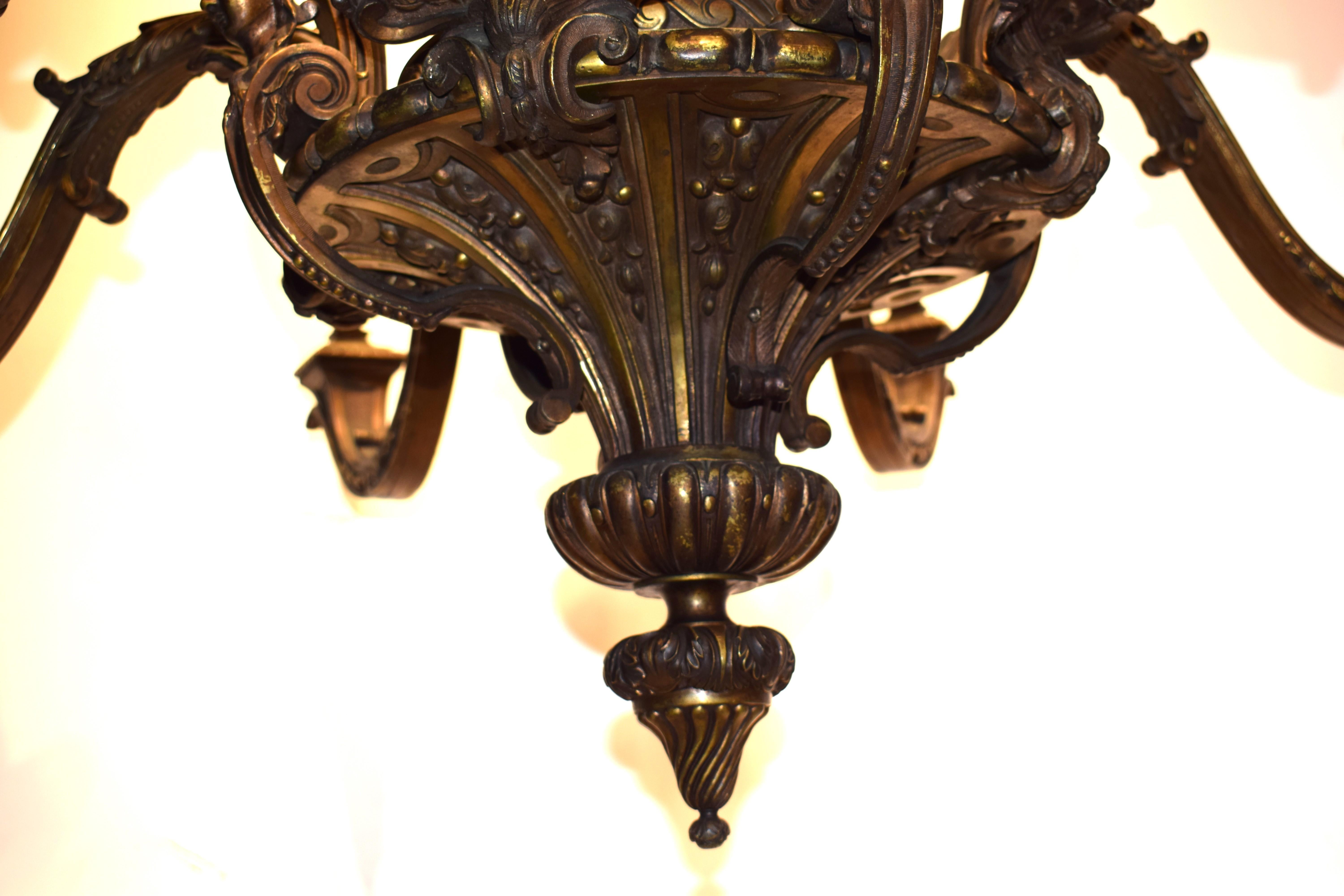 A Very Fine Gilt Bronze Chandelier For Sale 4