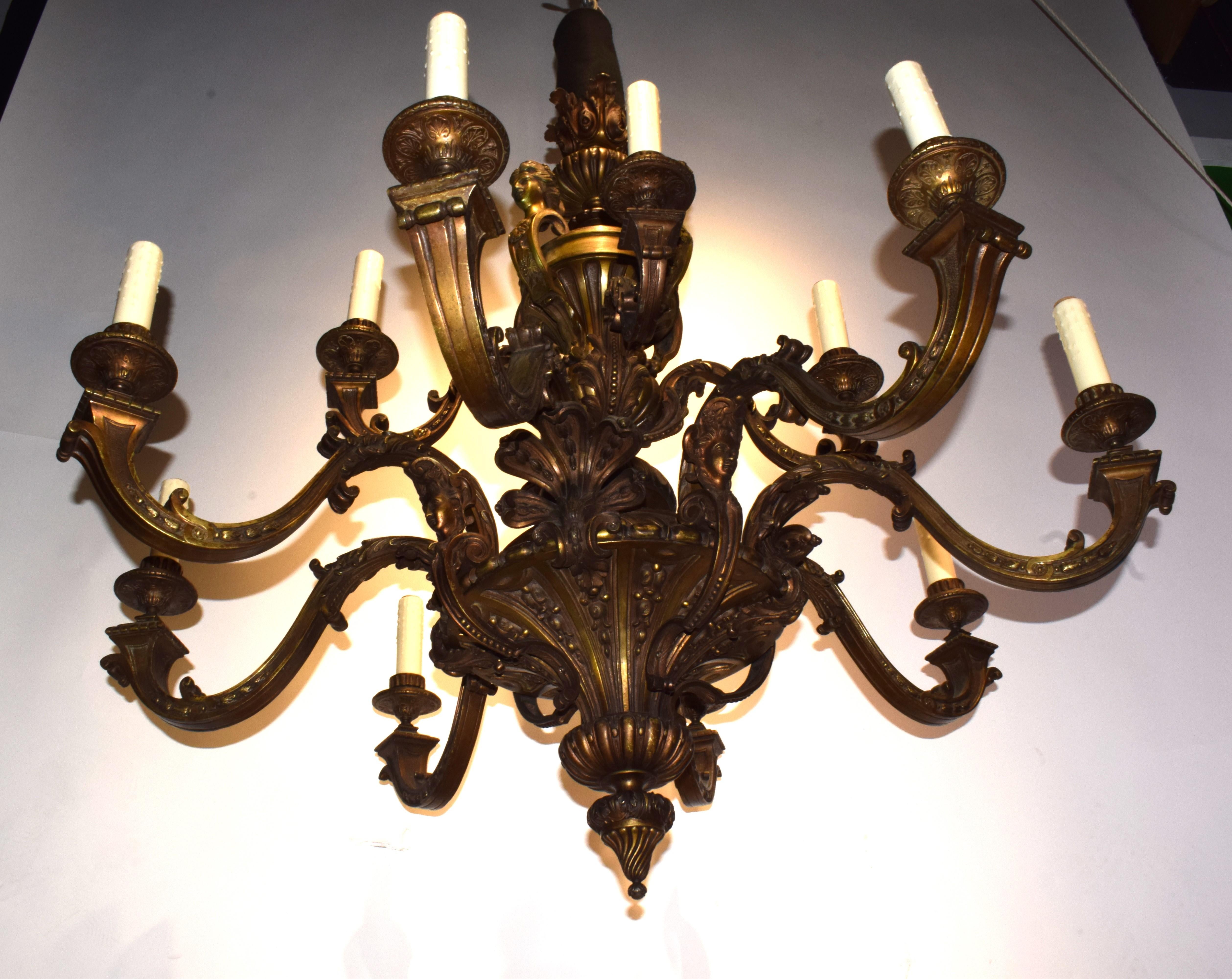 A Very Fine Gilt Bronze Chandelier For Sale 5