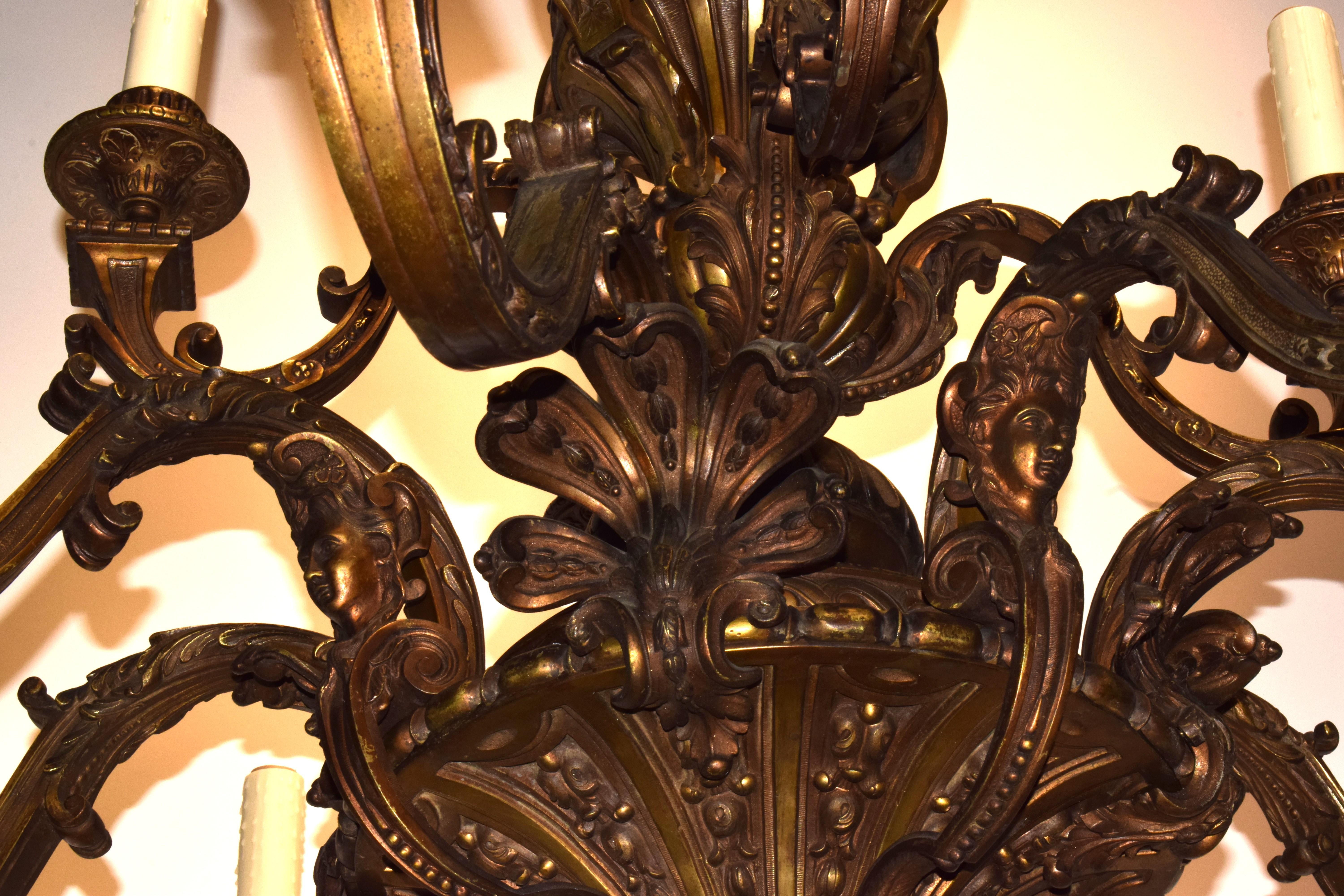 A Very Fine Gilt Bronze Chandelier For Sale 6