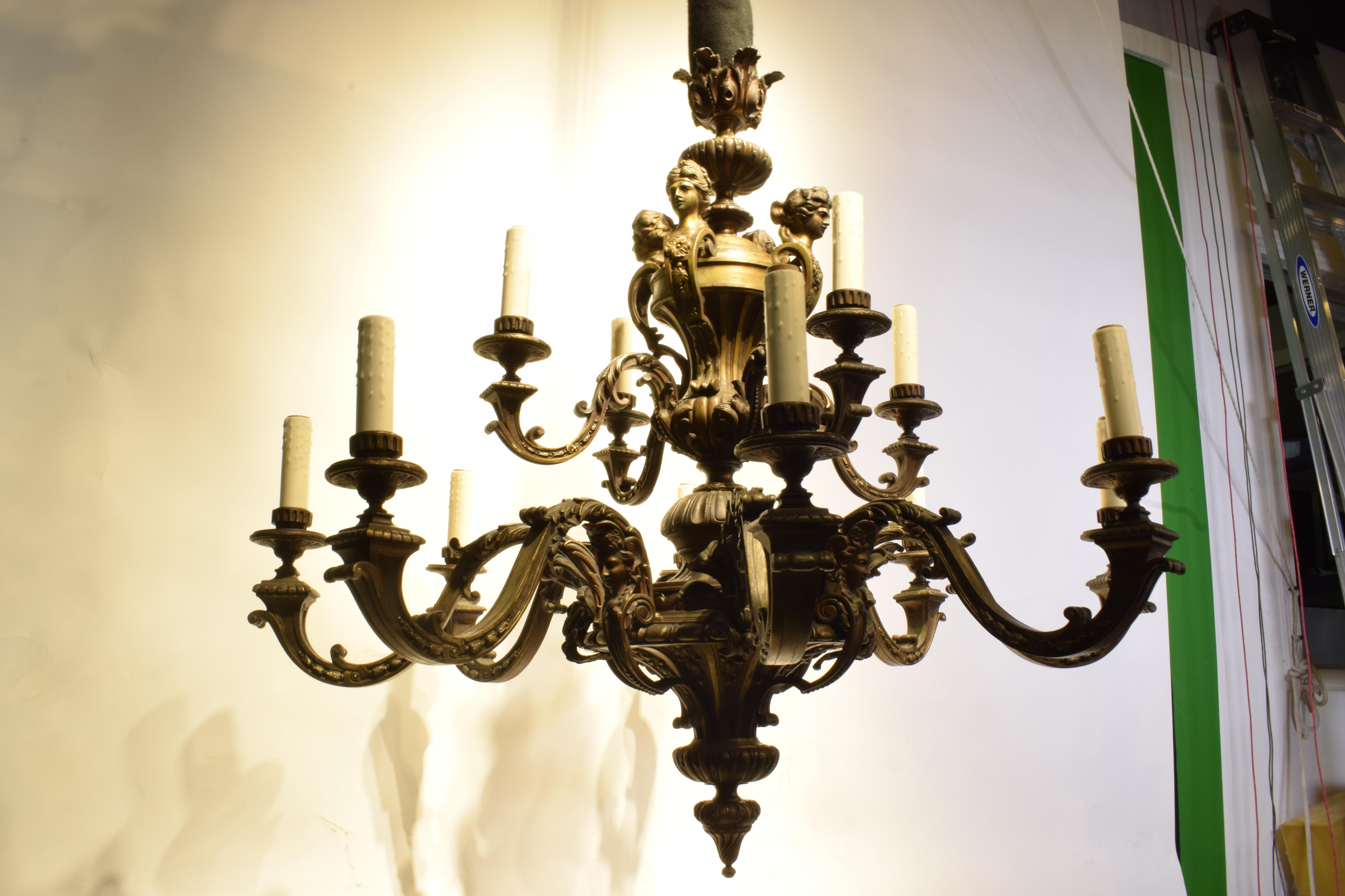 A Very Fine Gilt Bronze Chandelier For Sale 8