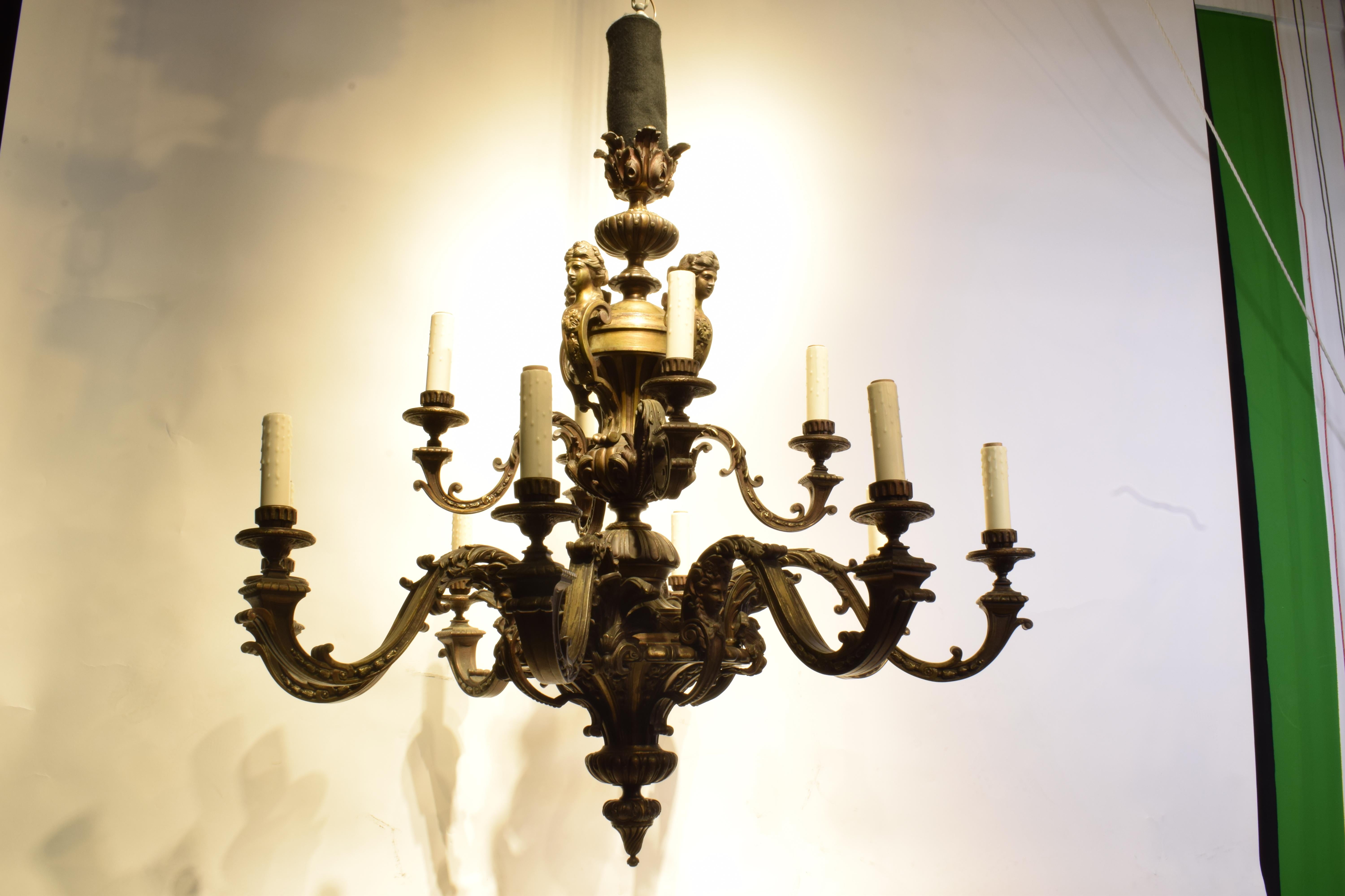 A Very Fine Gilt Bronze Chandelier For Sale 9