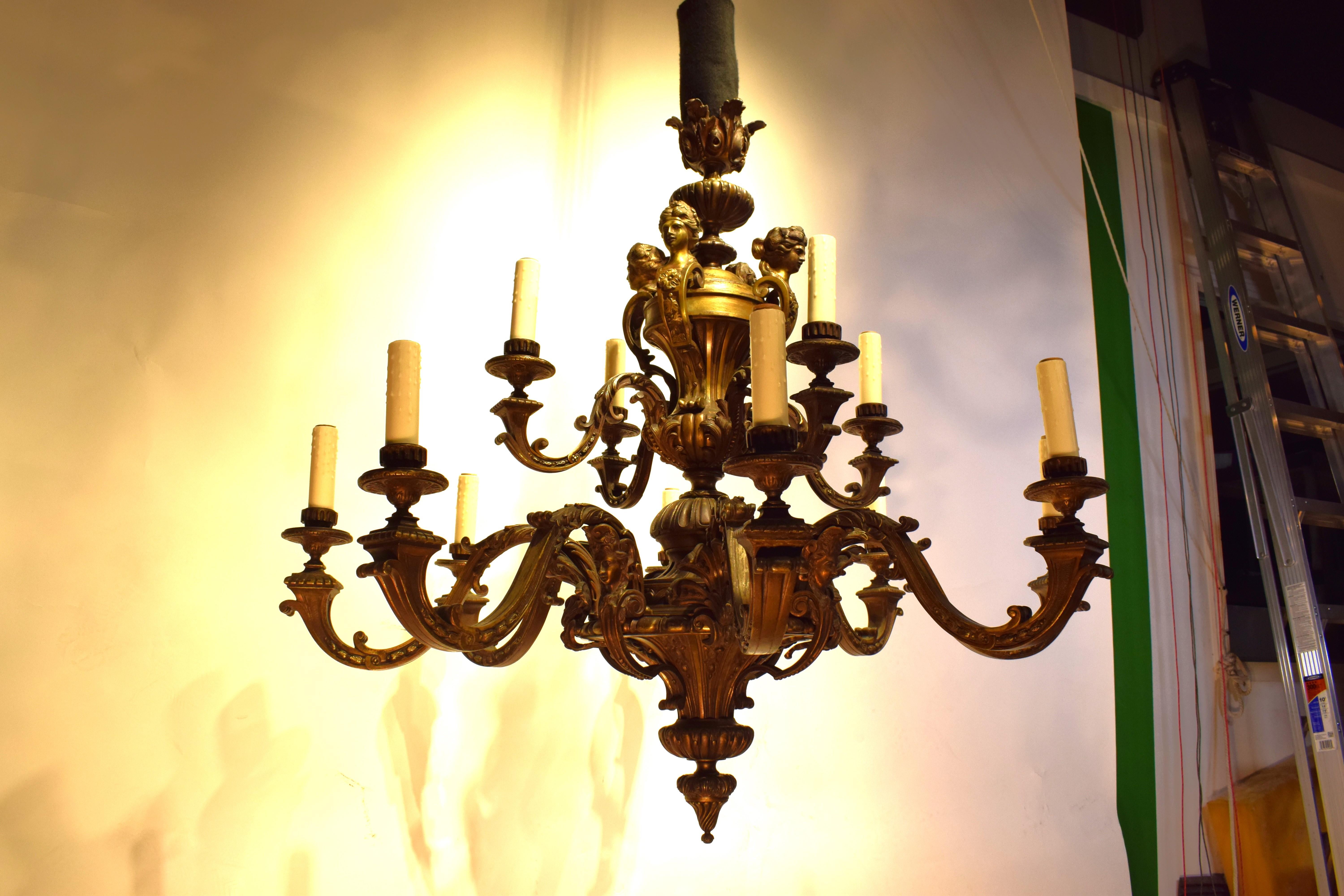 A Very Fine Gilt Bronze Chandelier For Sale 10