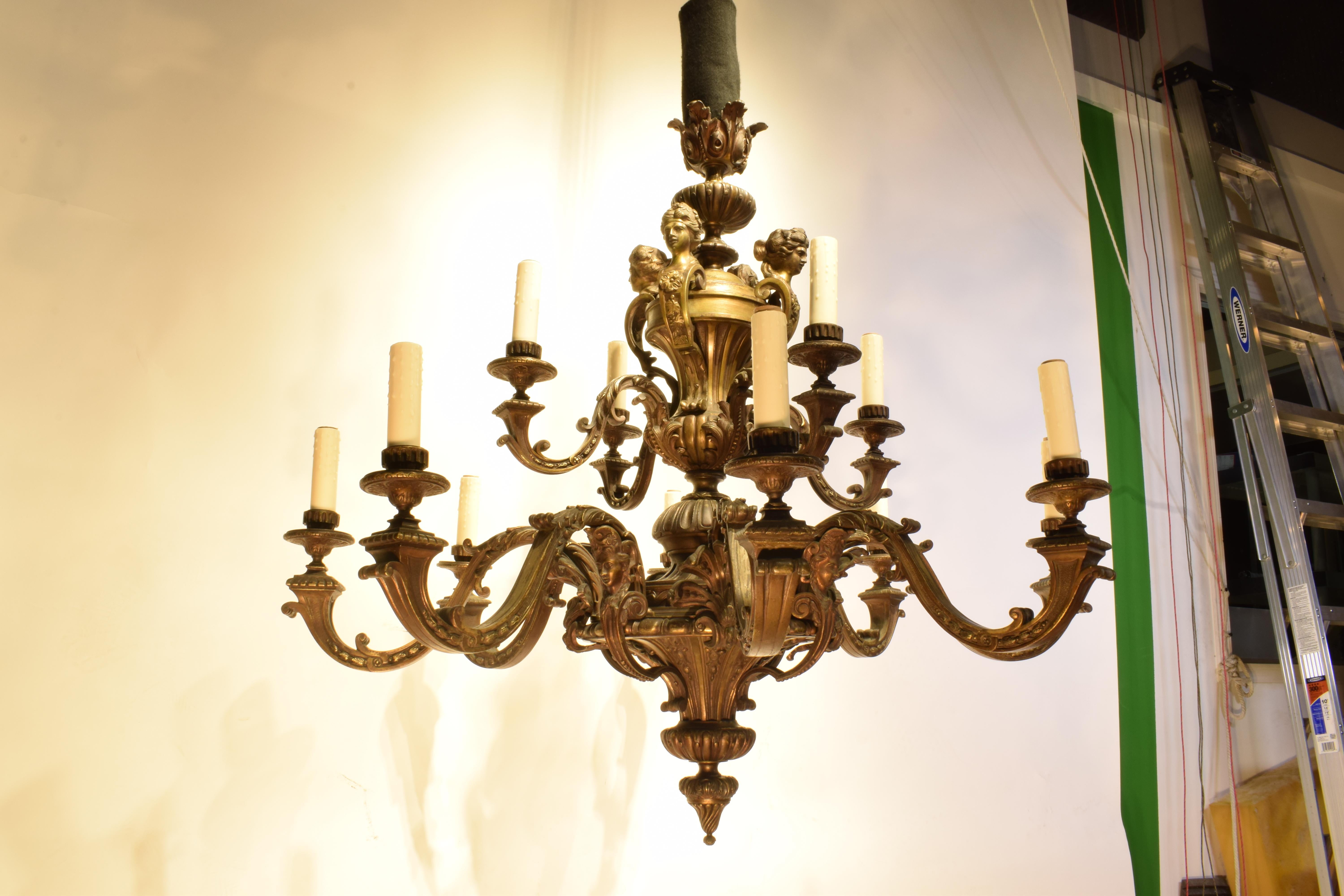 A Very Fine Gilt Bronze Chandelier For Sale 11