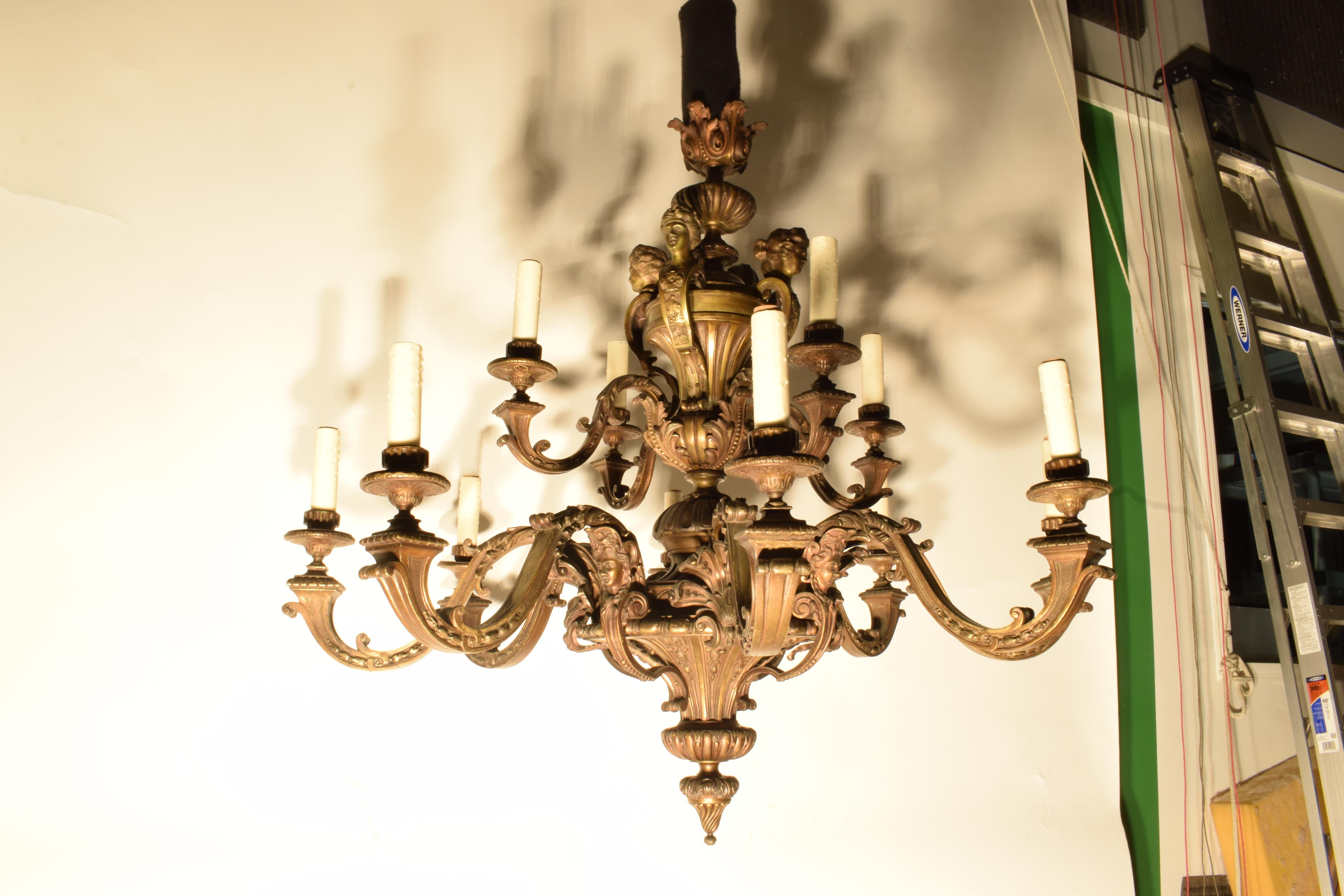 A Very Fine Gilt Bronze Chandelier For Sale 12