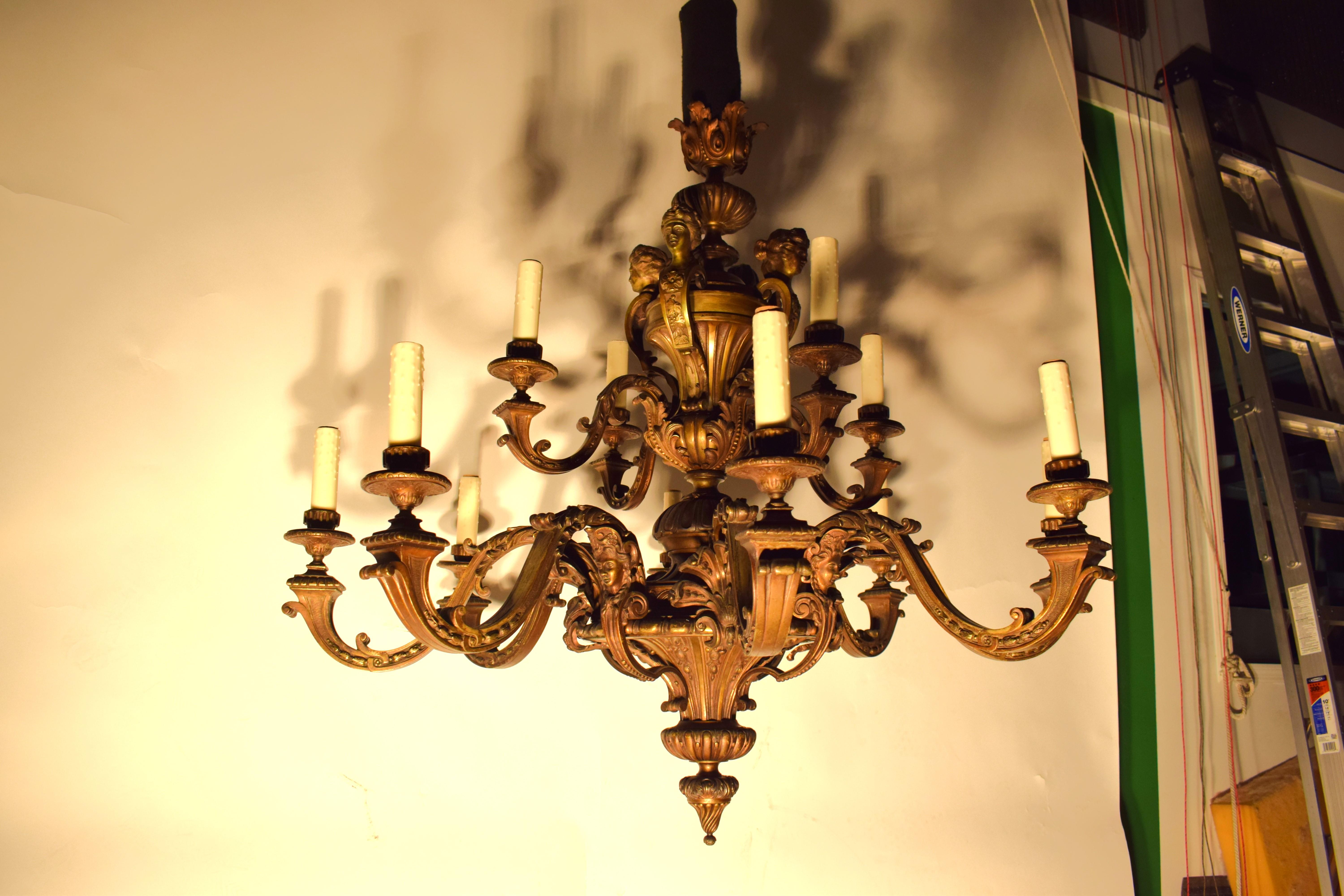 A Very Fine Gilt Bronze Chandelier For Sale 13