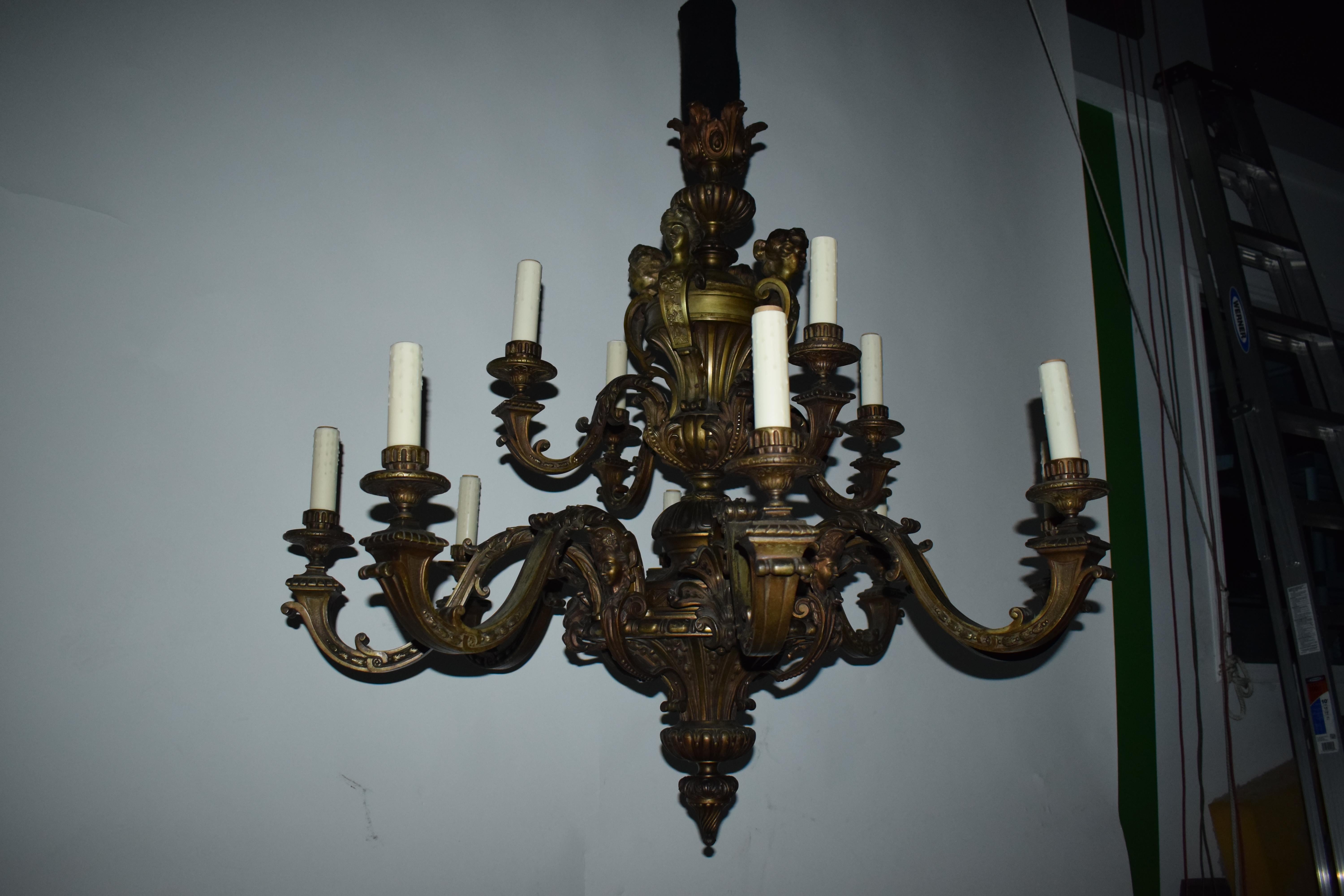 A Very Fine Gilt Bronze Chandelier For Sale 14