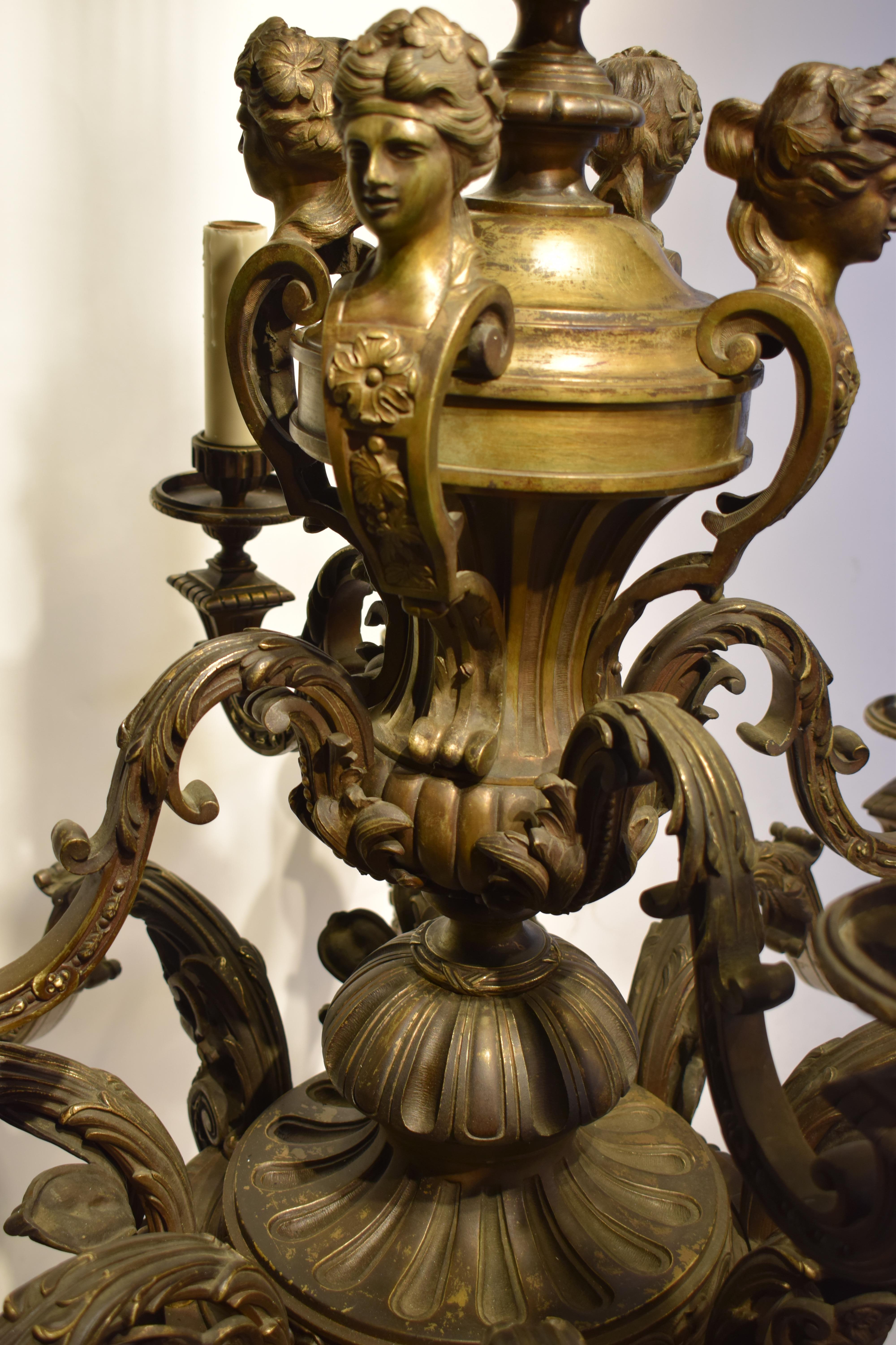 A Very Fine Gilt Bronze Chandelier For Sale 3