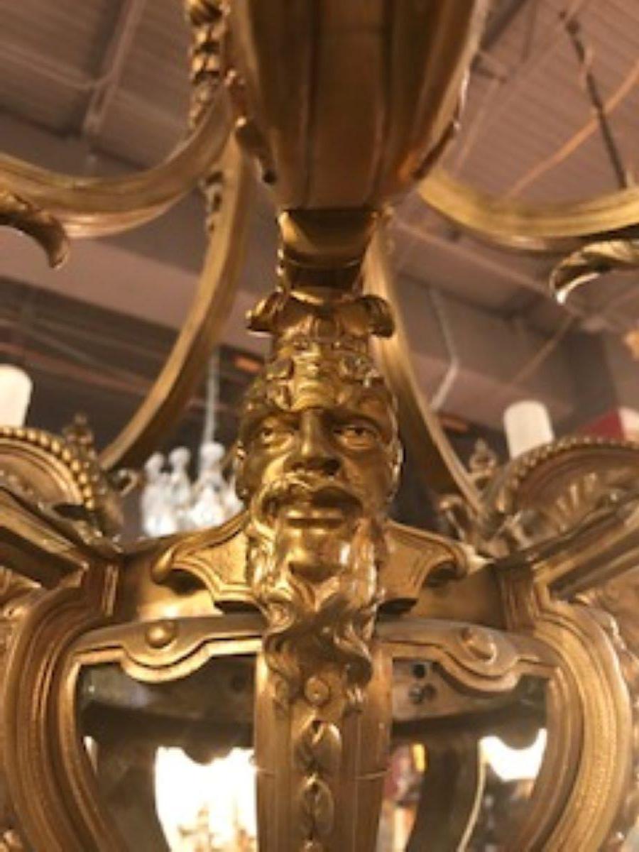 Early 20th Century Very Fine Gilt Bronze Chandelier, France, circa 1910 For Sale