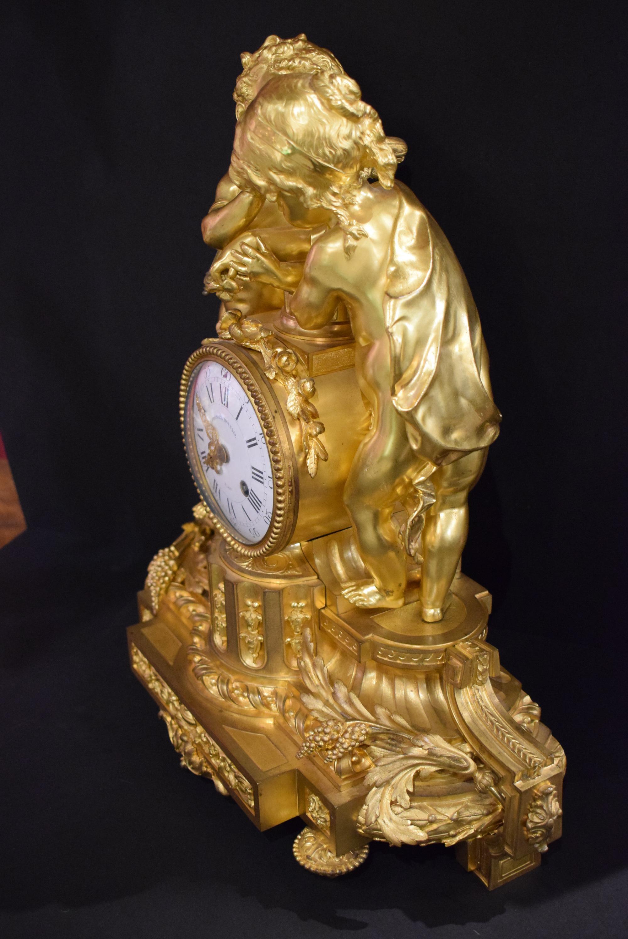 Louis XVI Very Fine Gilt Bronze Clock For Sale
