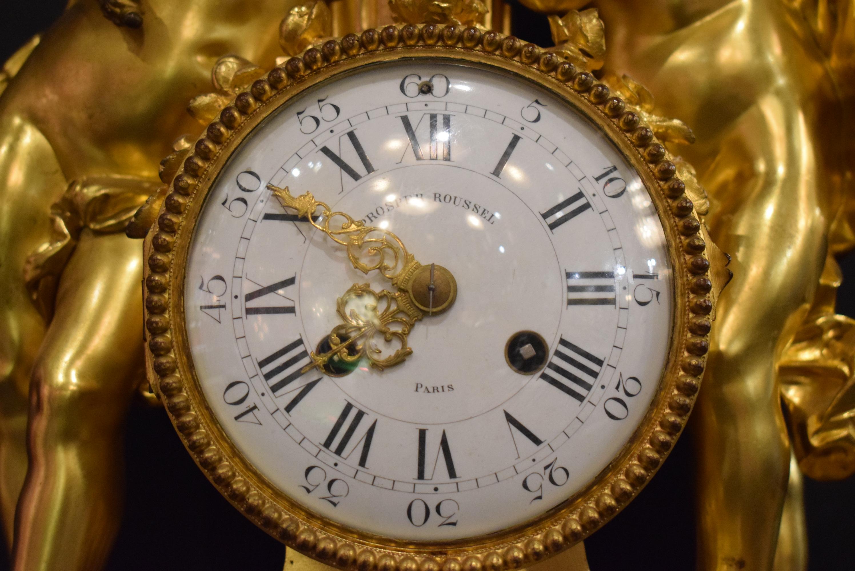 French Very Fine Gilt Bronze Clock For Sale