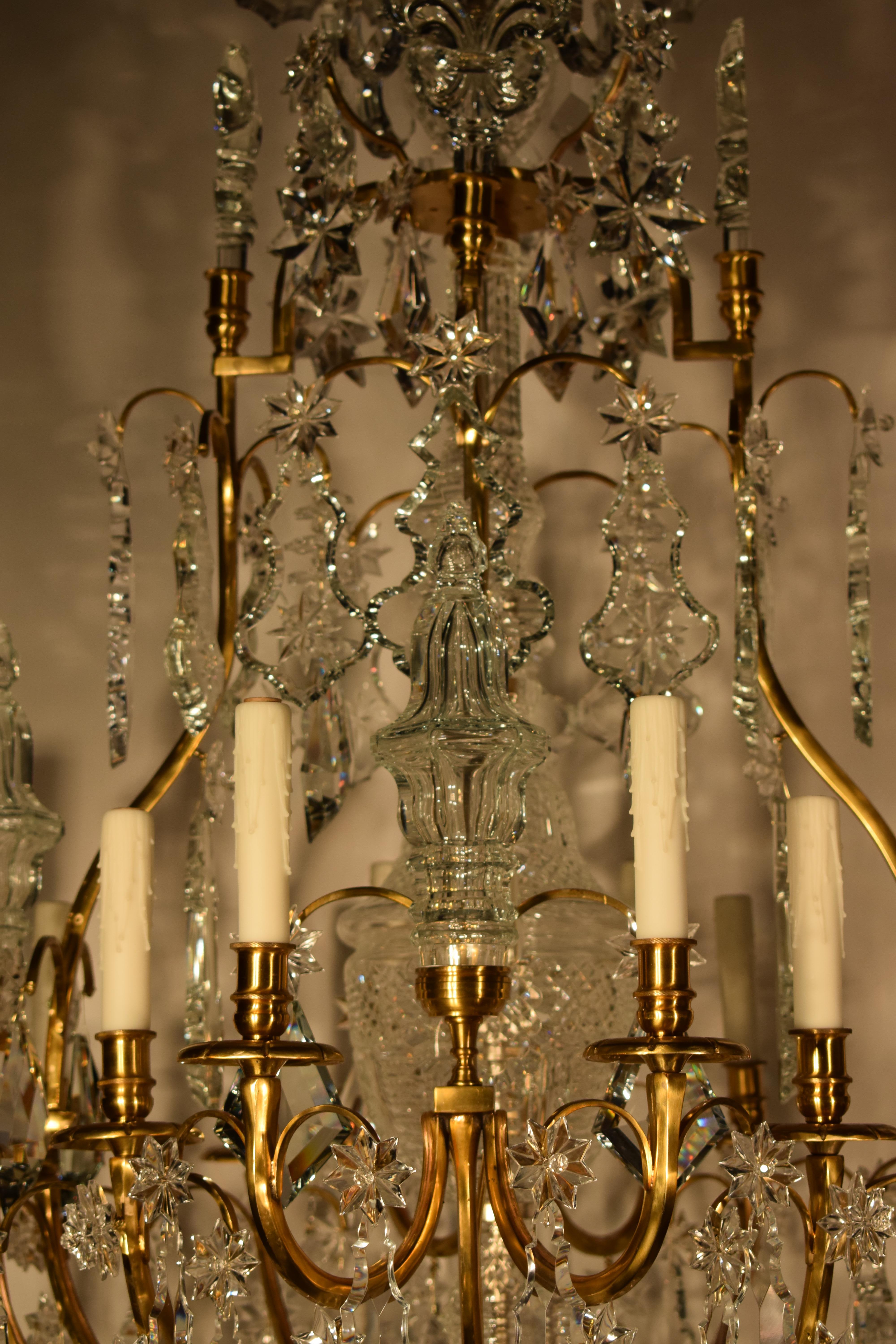 Very Fine Gilt Bronze & Crystal Chandelier by Baccarat For Sale 4