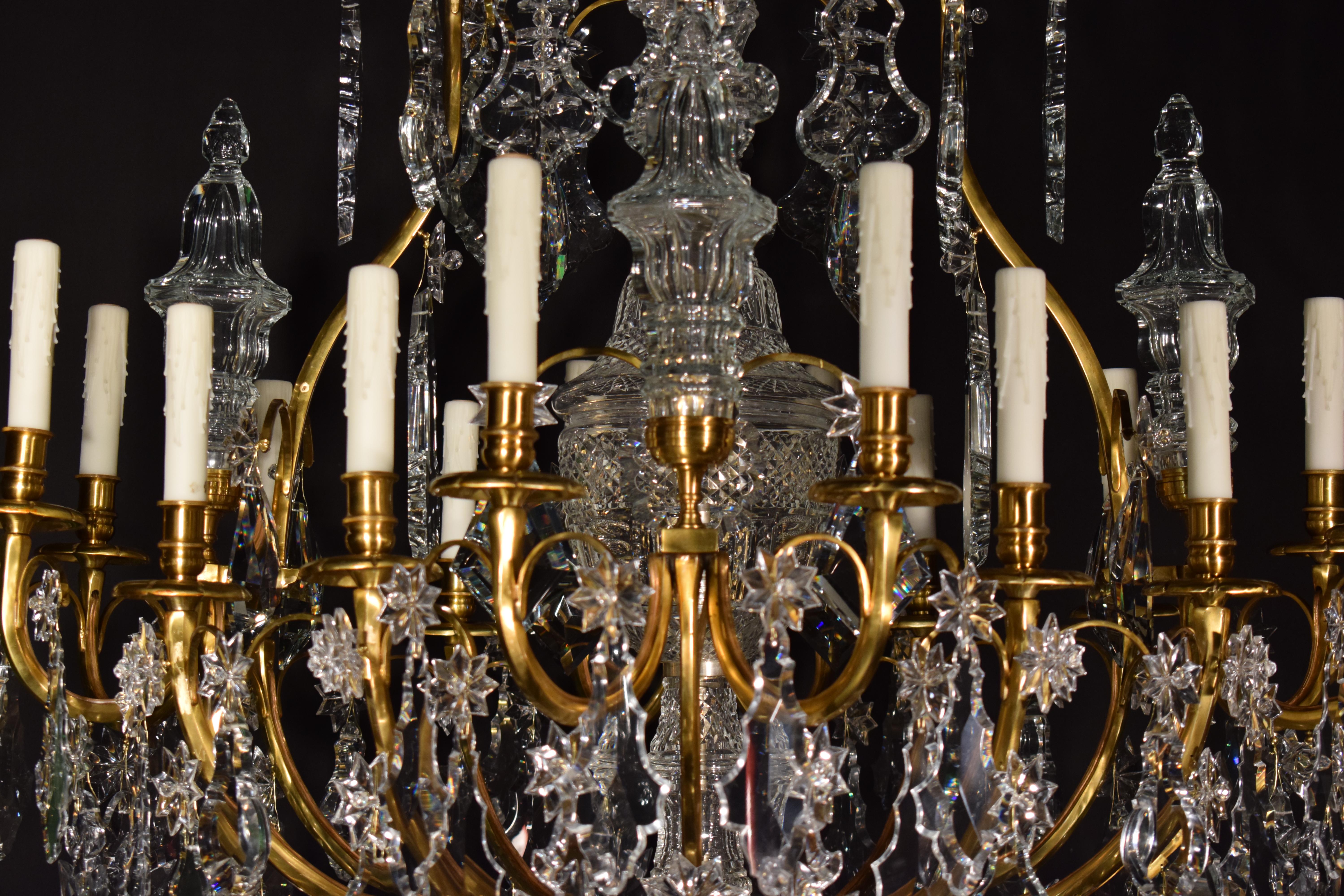Very Fine Gilt Bronze & Crystal Chandelier by Baccarat For Sale 6