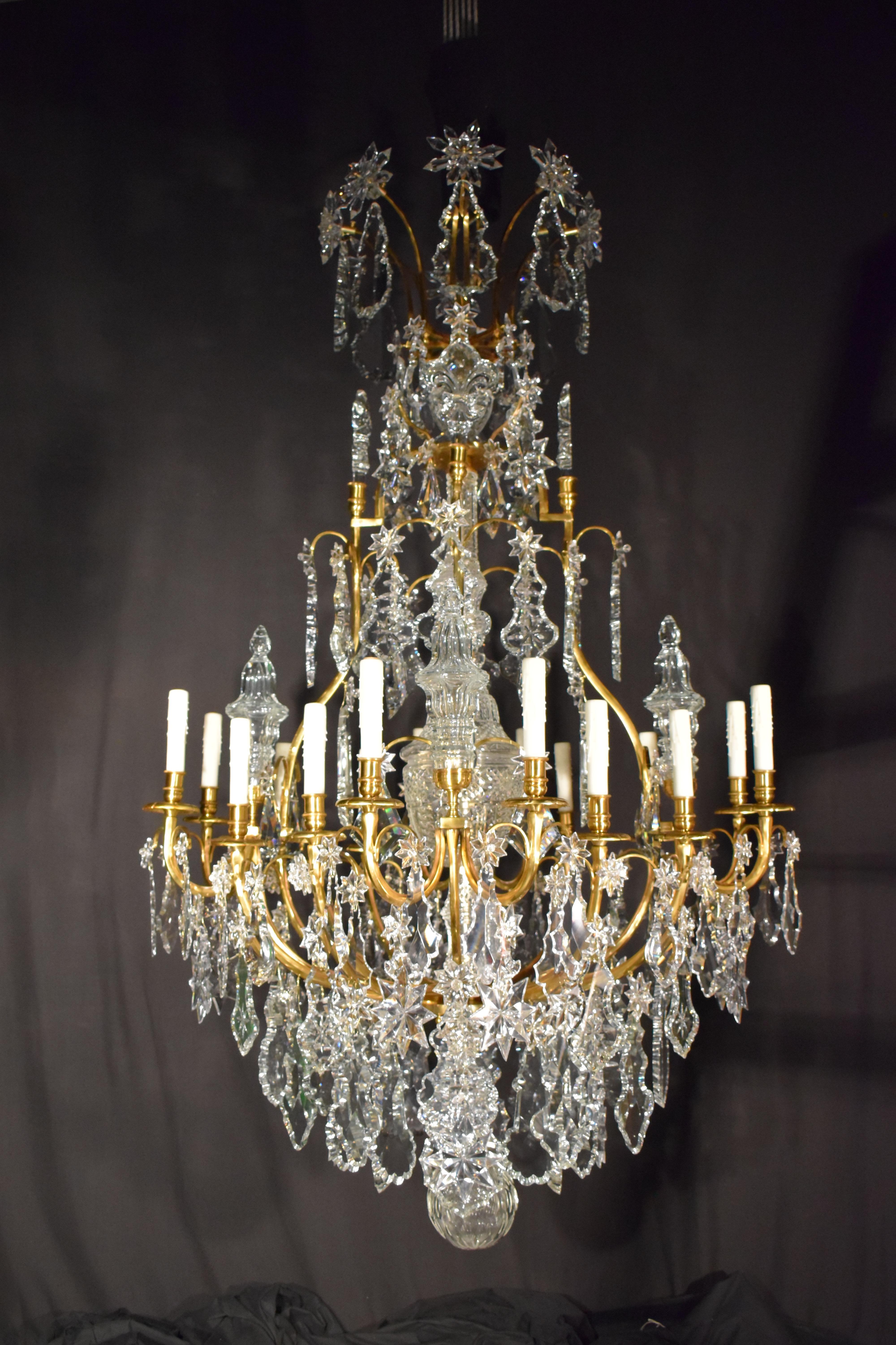 Very Fine Gilt Bronze & Crystal Chandelier by Baccarat For Sale 8