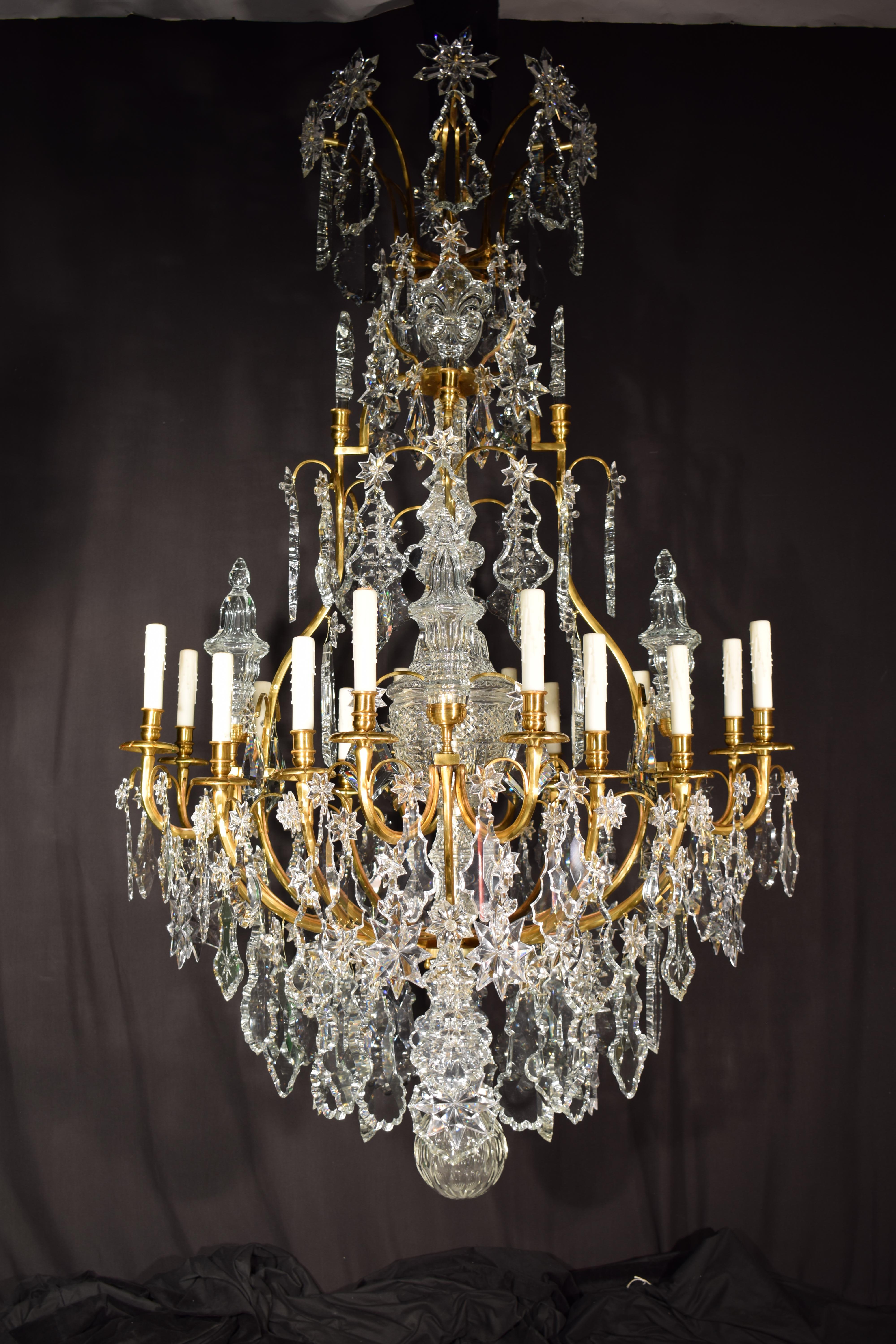 Very Fine Gilt Bronze & Crystal Chandelier by Baccarat For Sale 9