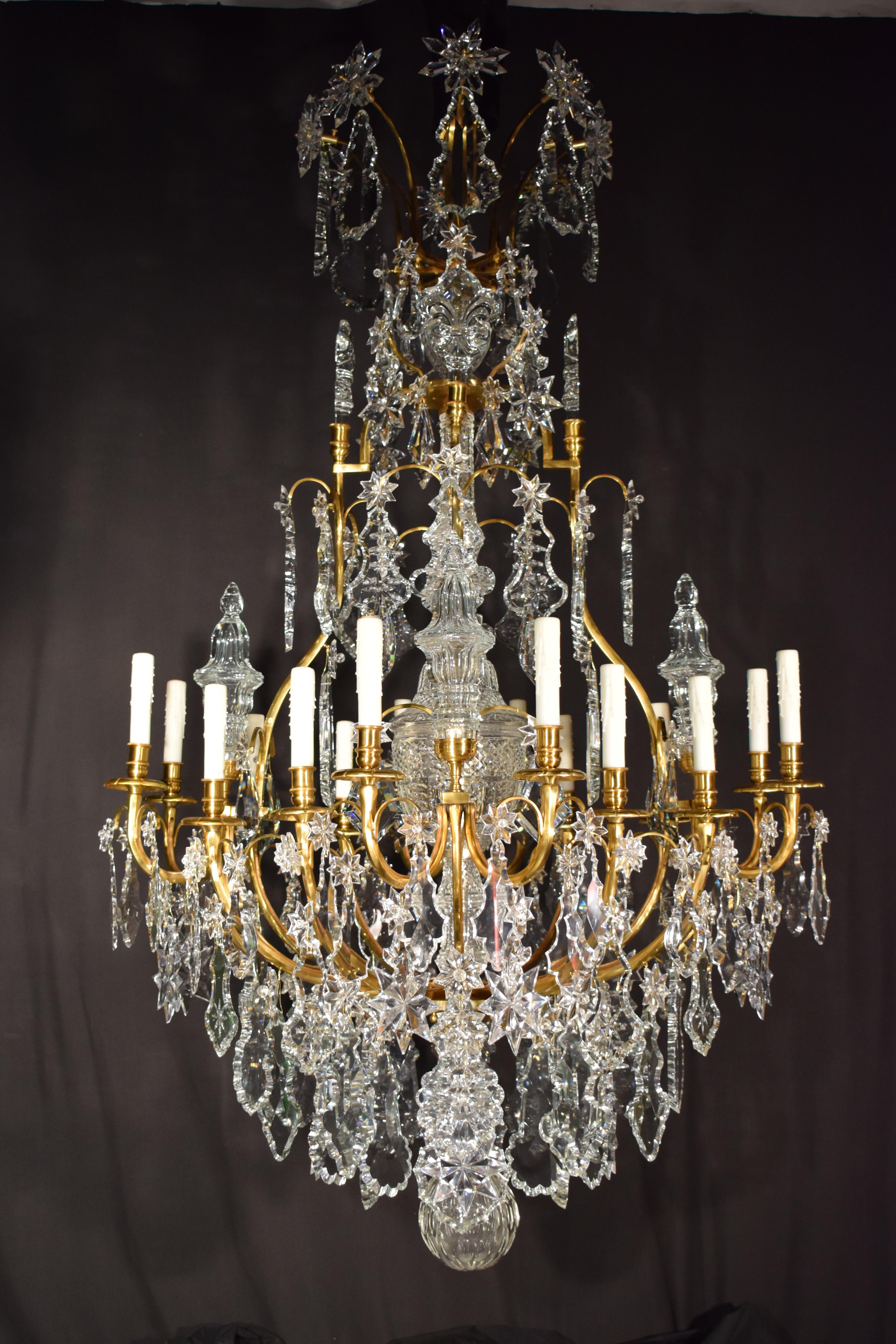 Very Fine Gilt Bronze & Crystal Chandelier by Baccarat For Sale 10