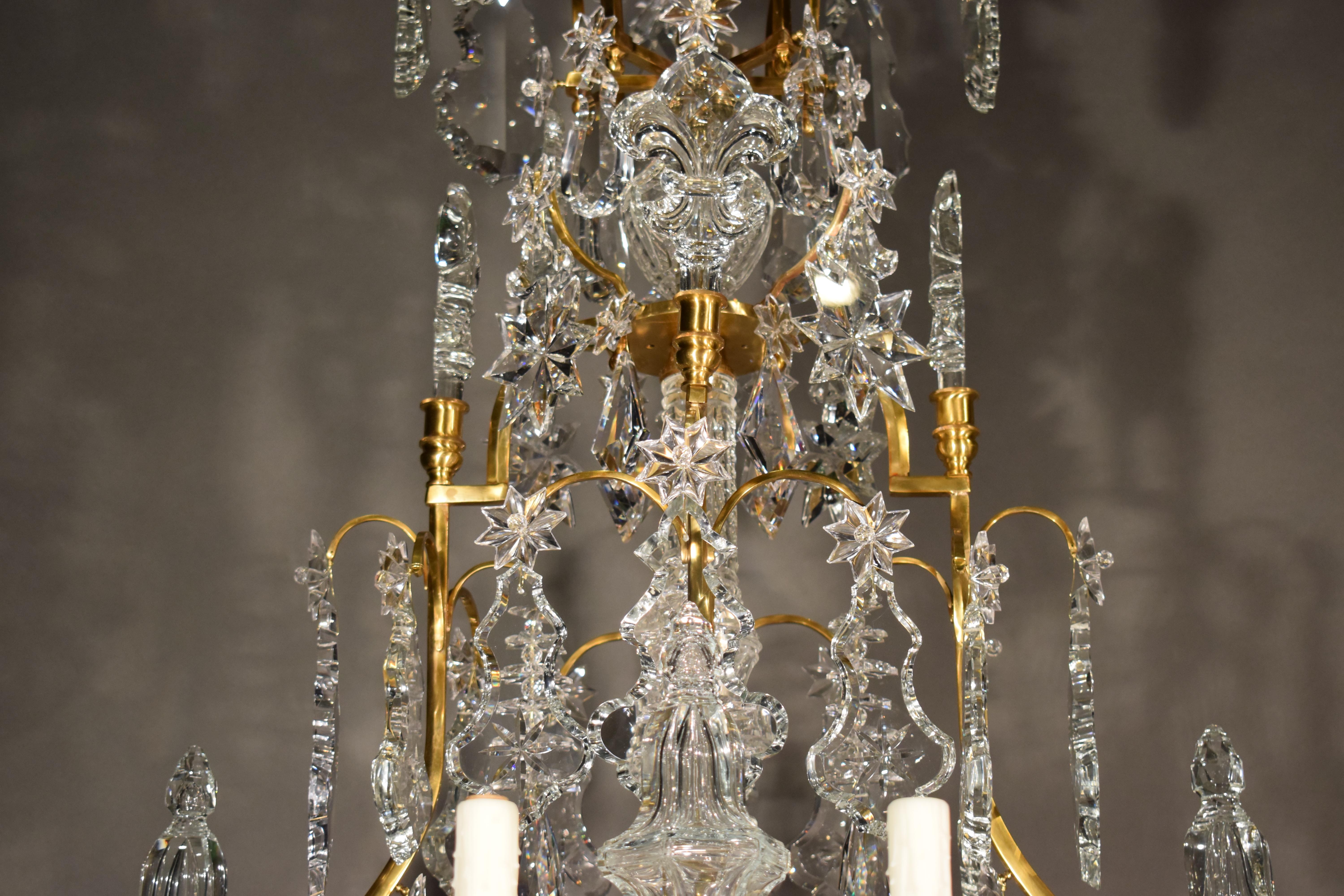 French Very Fine Gilt Bronze & Crystal Chandelier by Baccarat For Sale