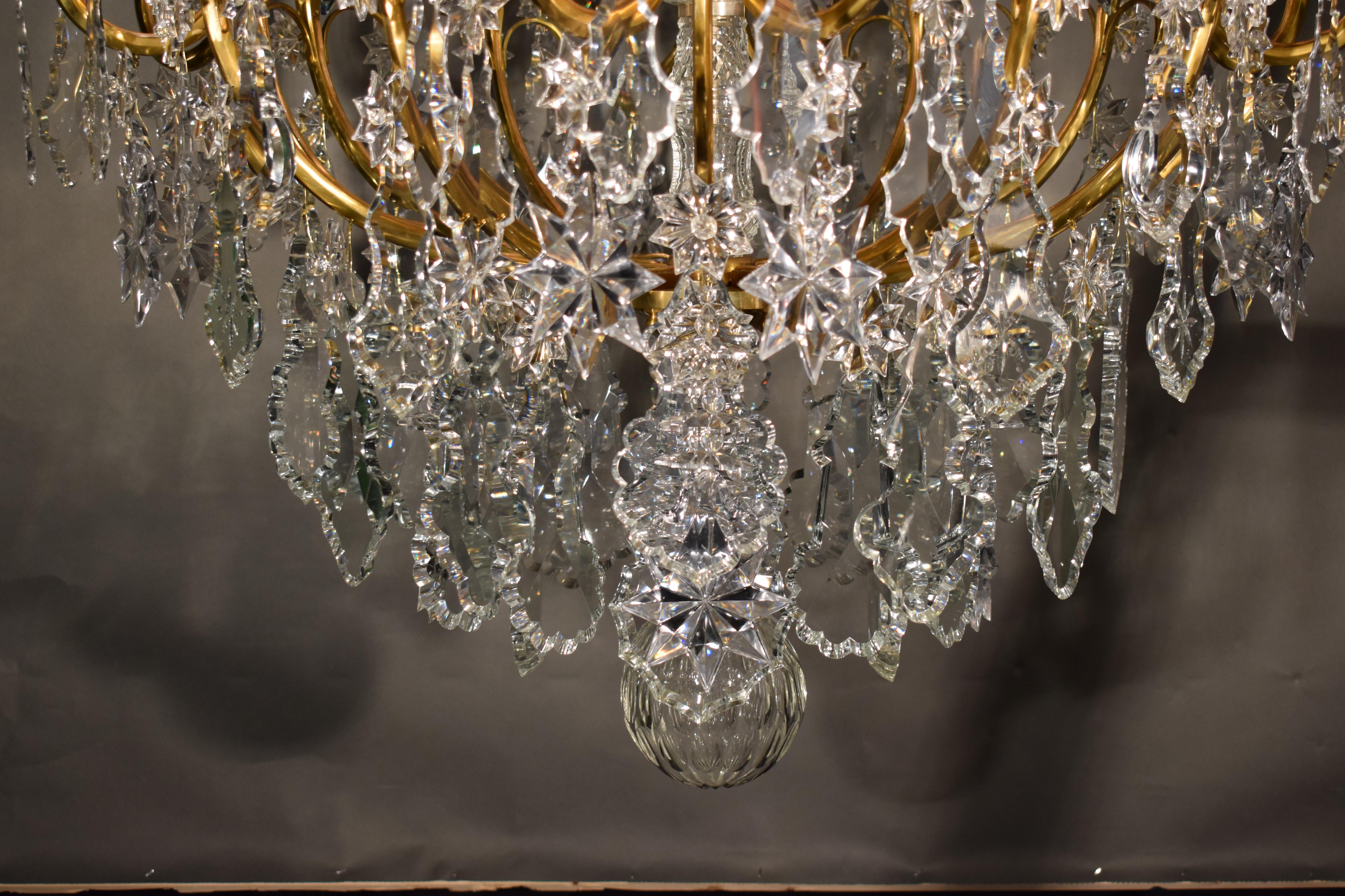Very Fine Gilt Bronze & Crystal Chandelier by Baccarat In Good Condition For Sale In Atlanta, GA