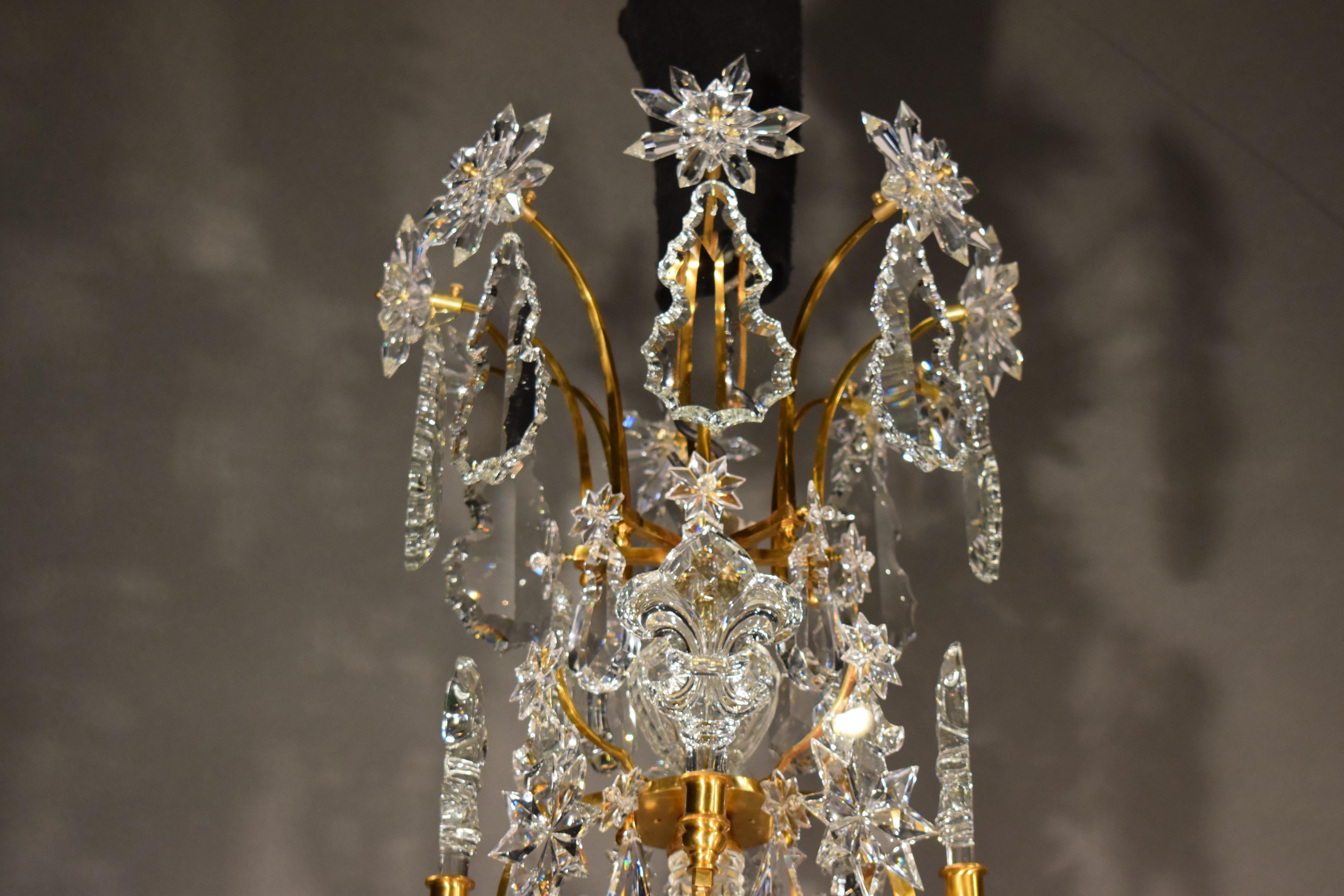 Early 20th Century Very Fine Gilt Bronze & Crystal Chandelier by Baccarat For Sale