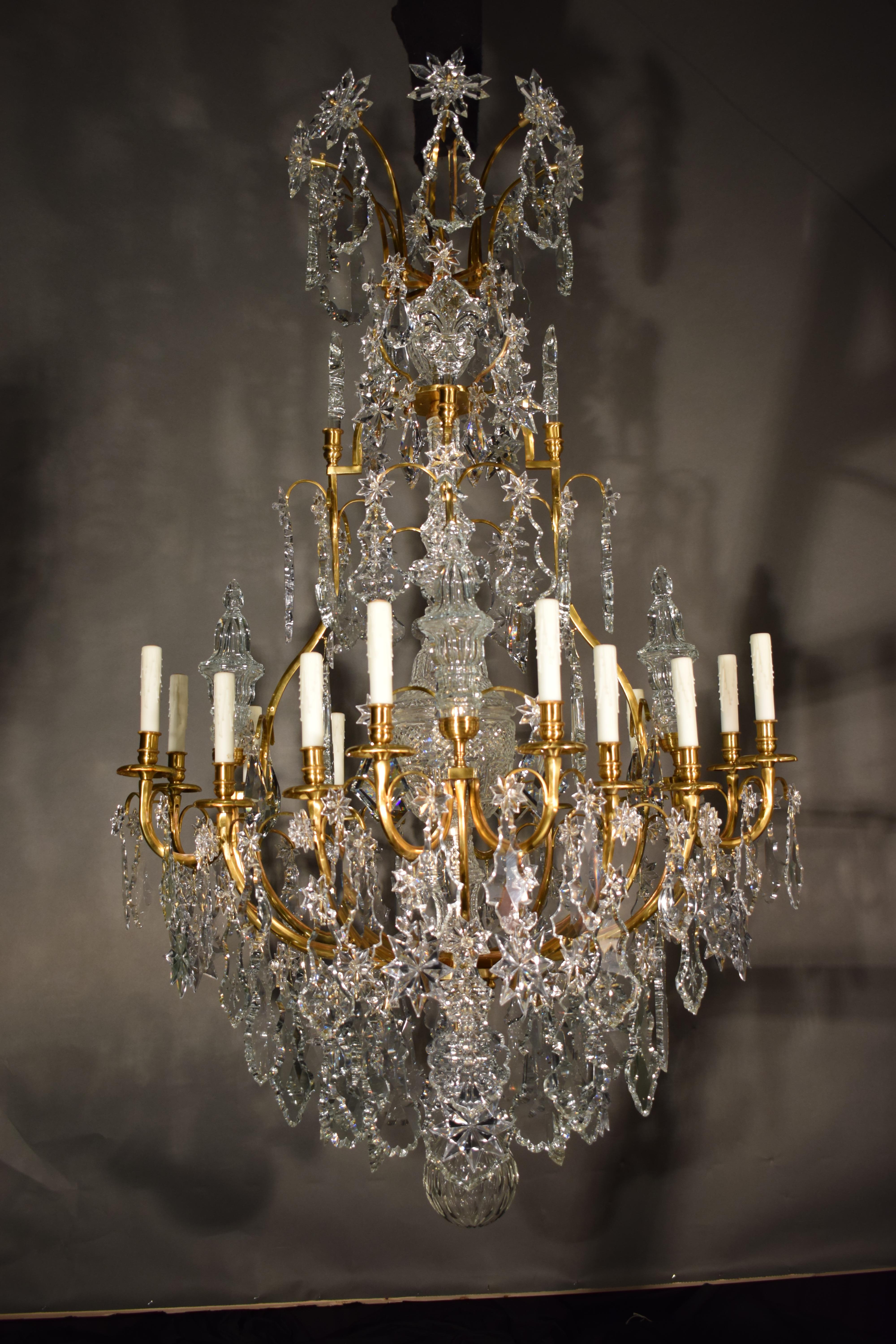Very Fine Gilt Bronze & Crystal Chandelier by Baccarat For Sale 1
