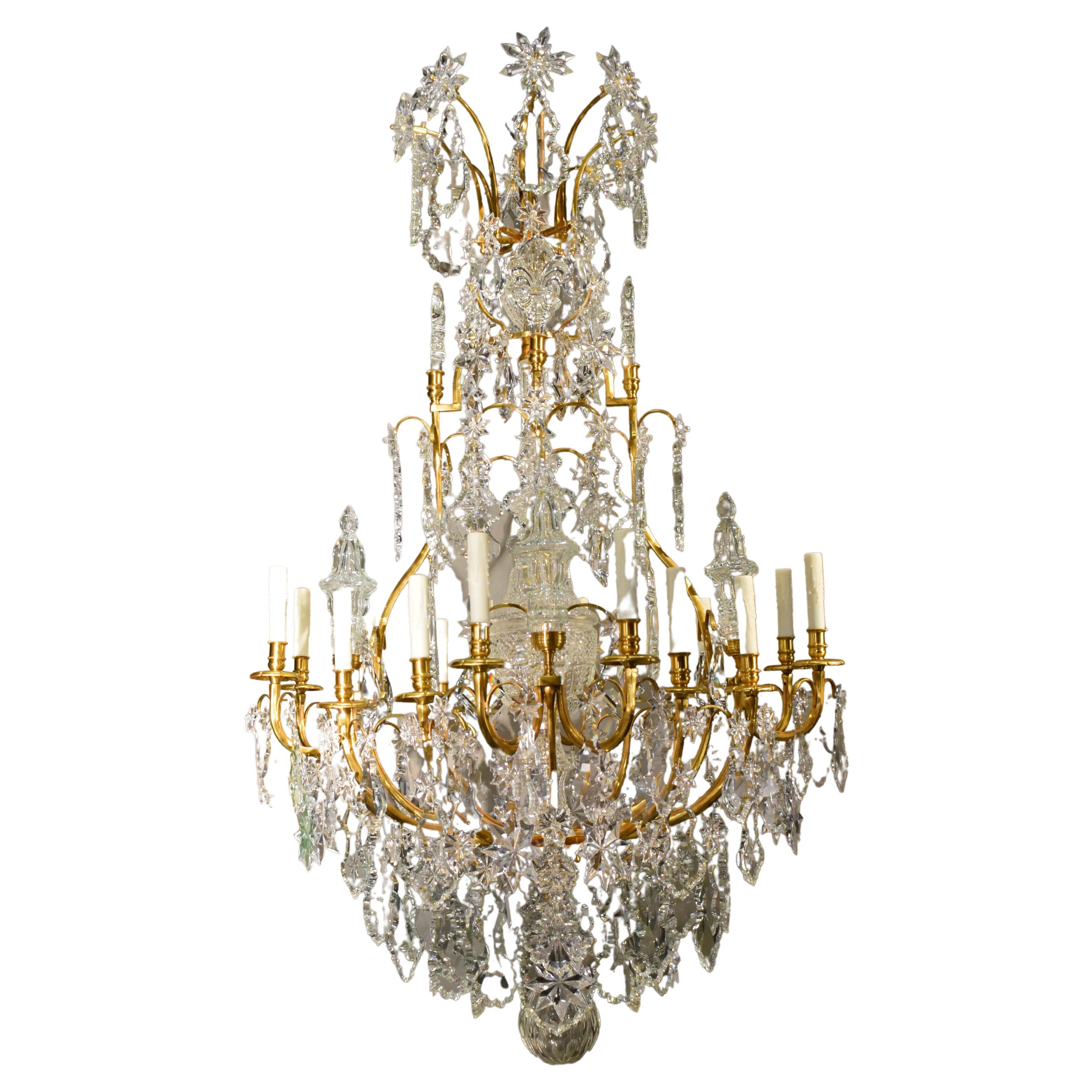 Very Fine Gilt Bronze & Crystal Chandelier by Baccarat For Sale