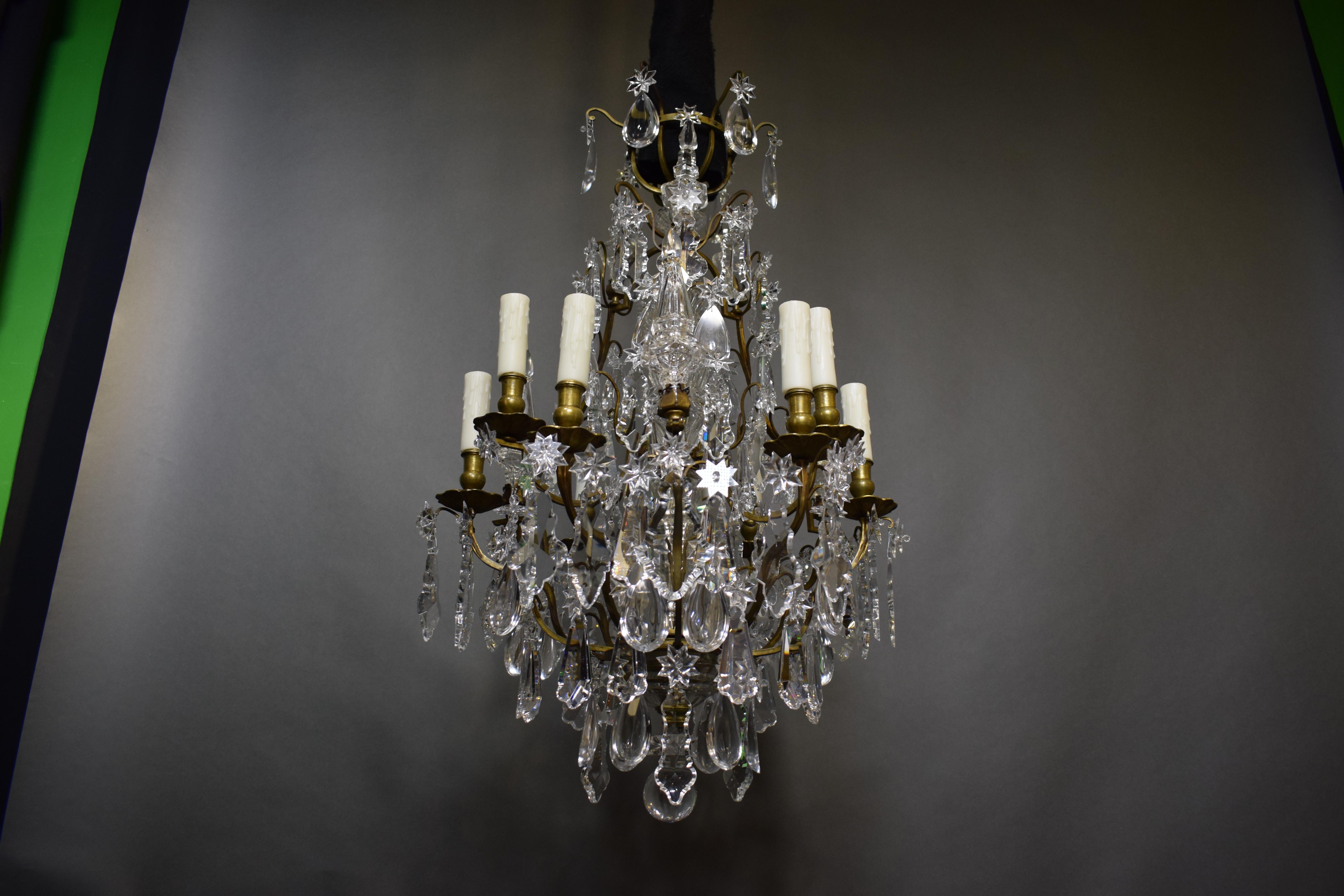 Very Fine Gilt Bronze & Crystal Chandelier For Sale 5