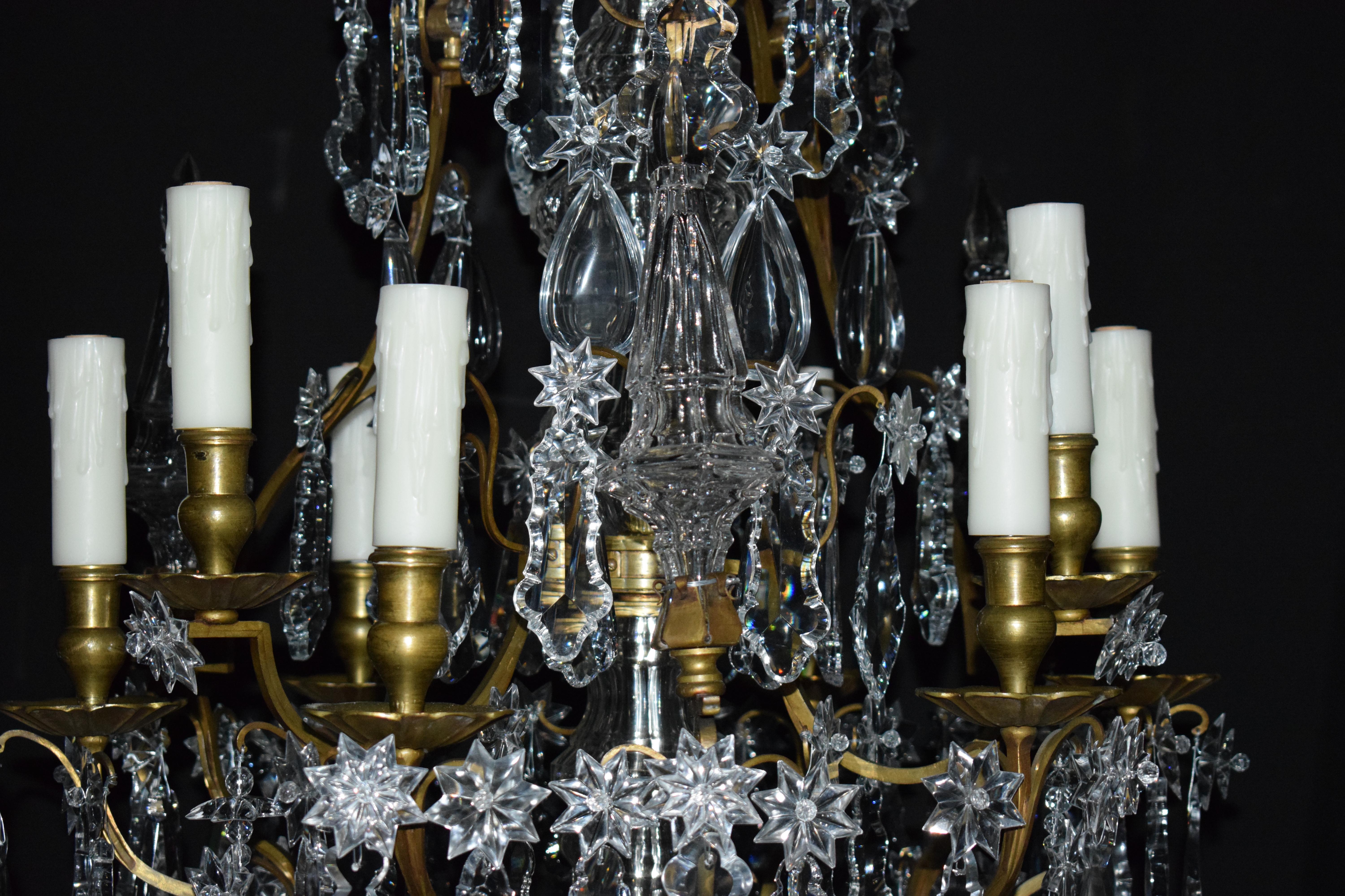 Very Fine Gilt Bronze & Crystal Chandelier For Sale 9