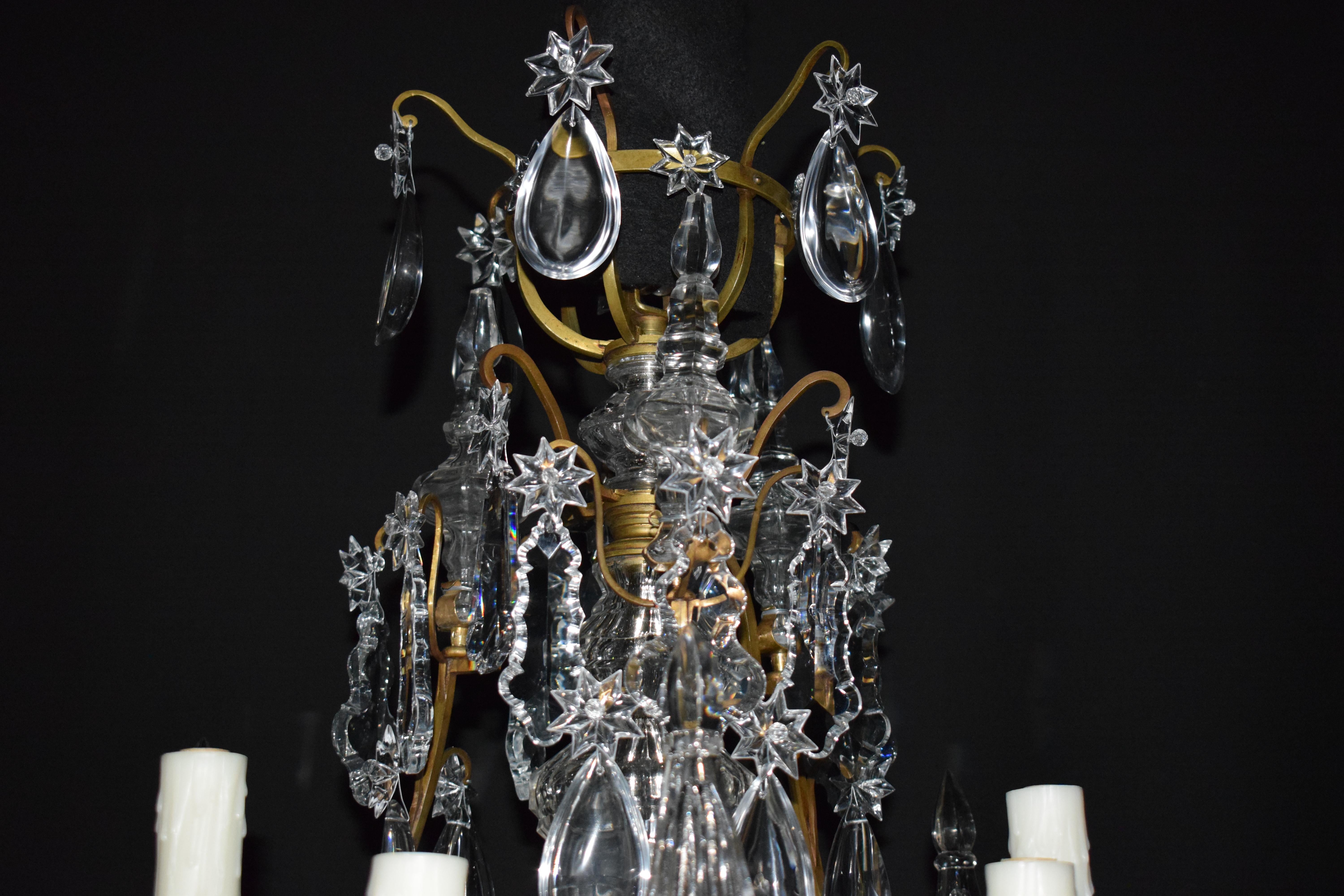 Very Fine Gilt Bronze & Crystal Chandelier For Sale 11