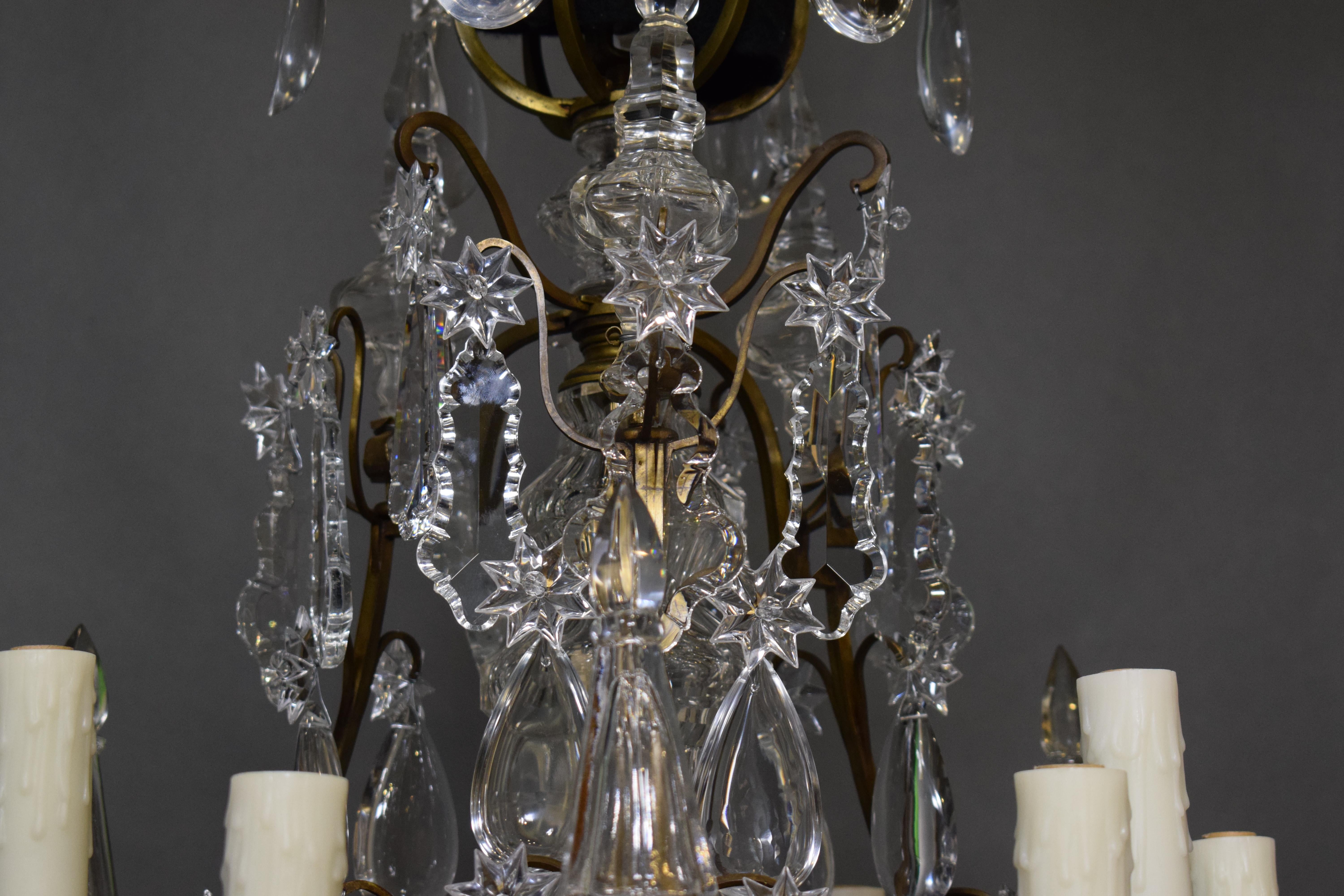 Very Fine Gilt Bronze & Crystal Chandelier For Sale 13