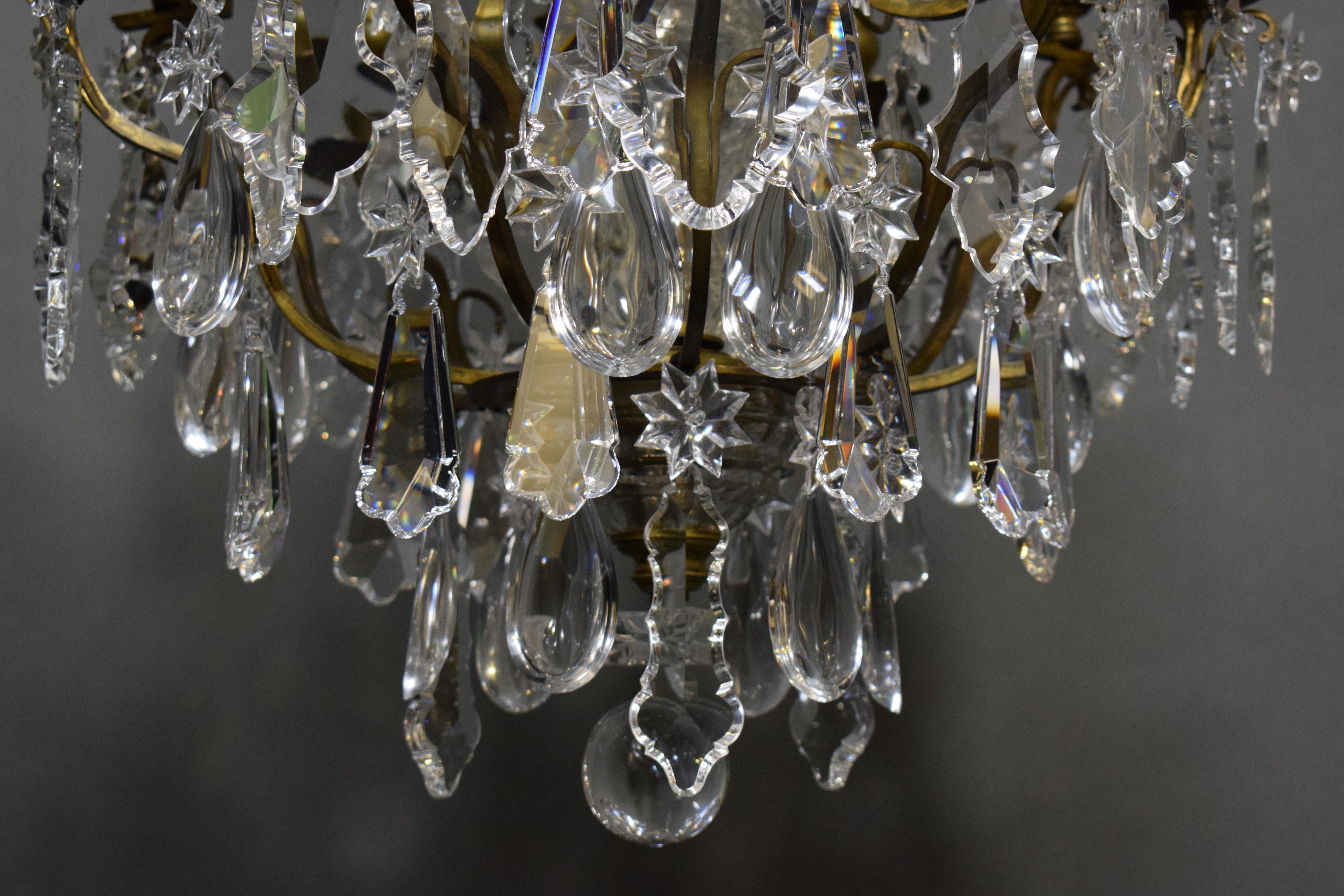 Very Fine Gilt Bronze & Crystal Chandelier For Sale 14