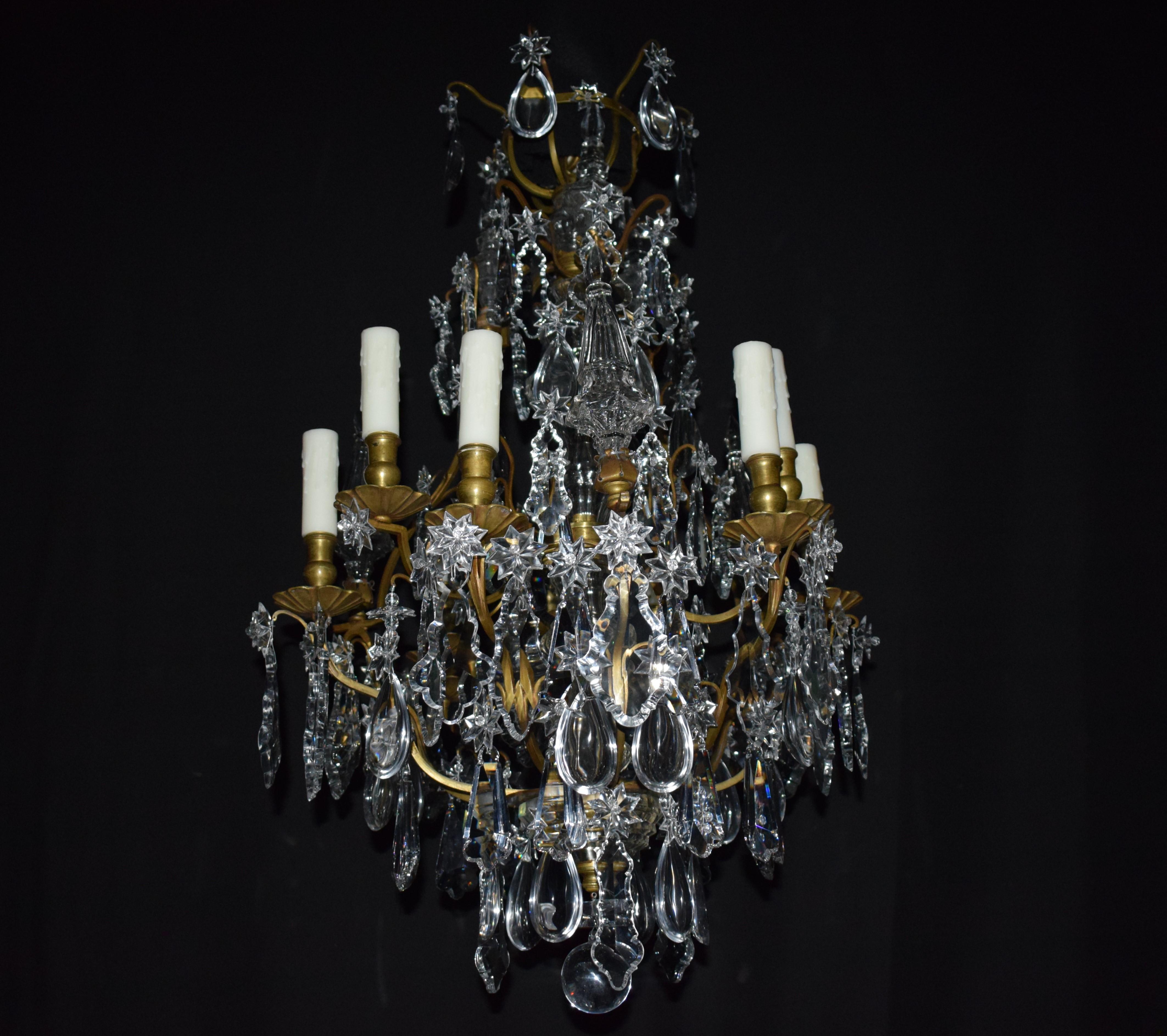 Louis XV Very Fine Gilt Bronze & Crystal Chandelier For Sale